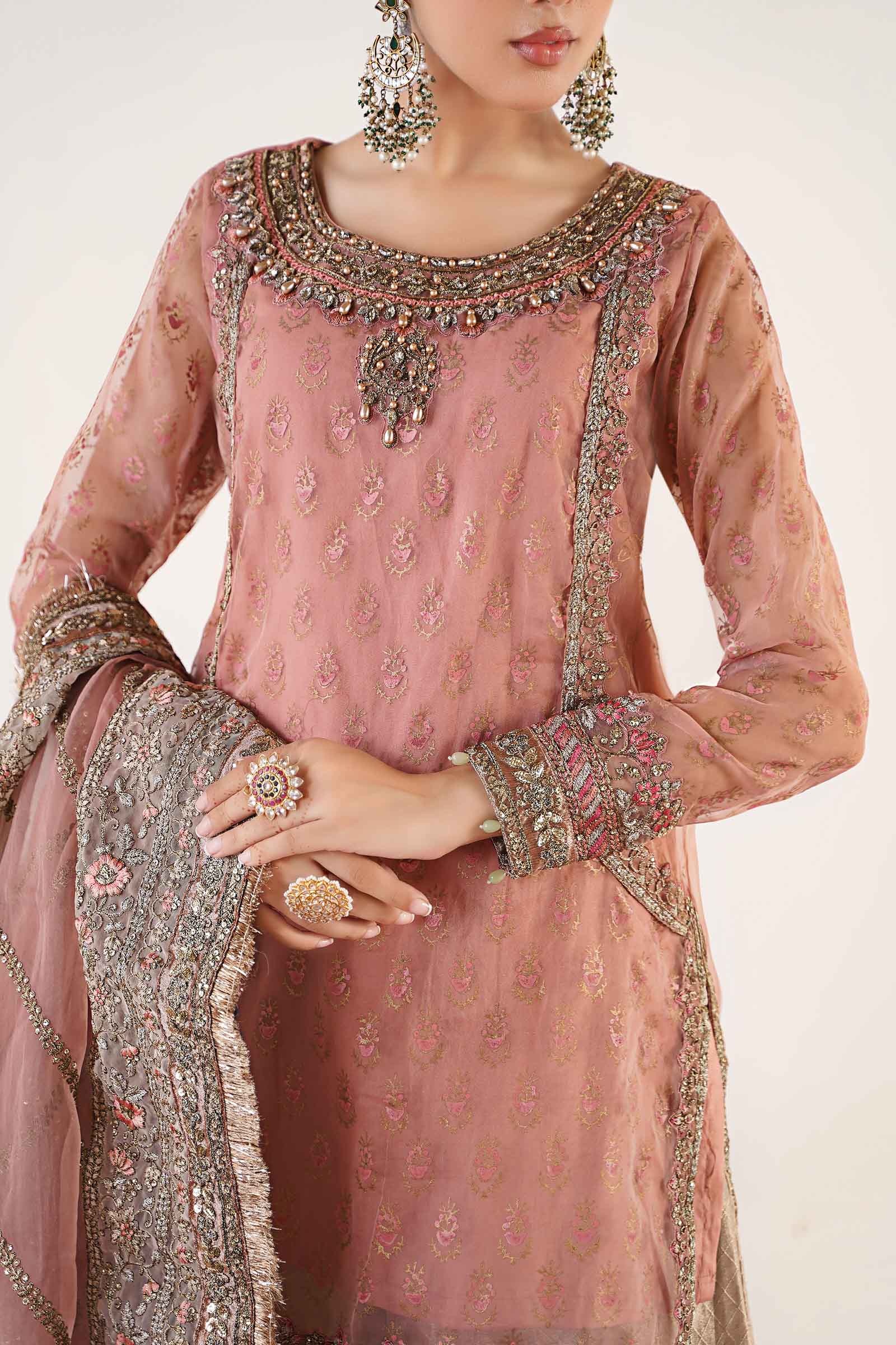 3 Piece Embroidered Organza Suit - Image 5