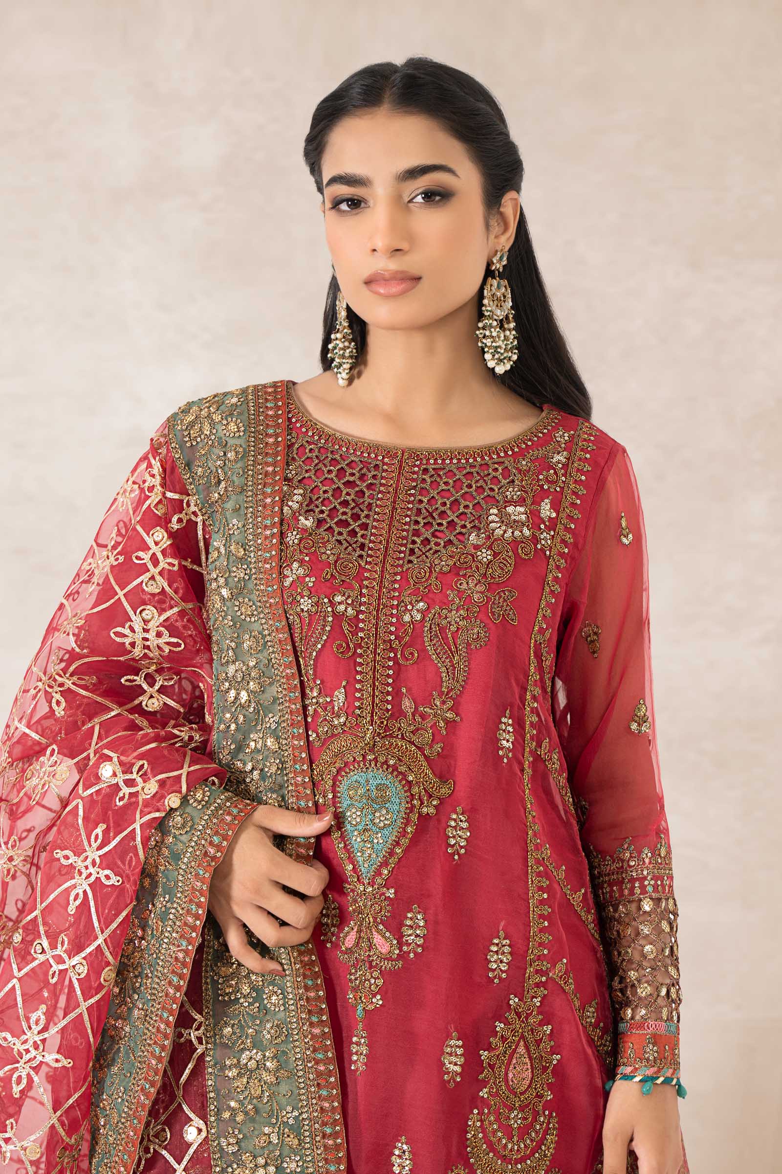 3 Piece Embroidered Organza Suit - Image 3