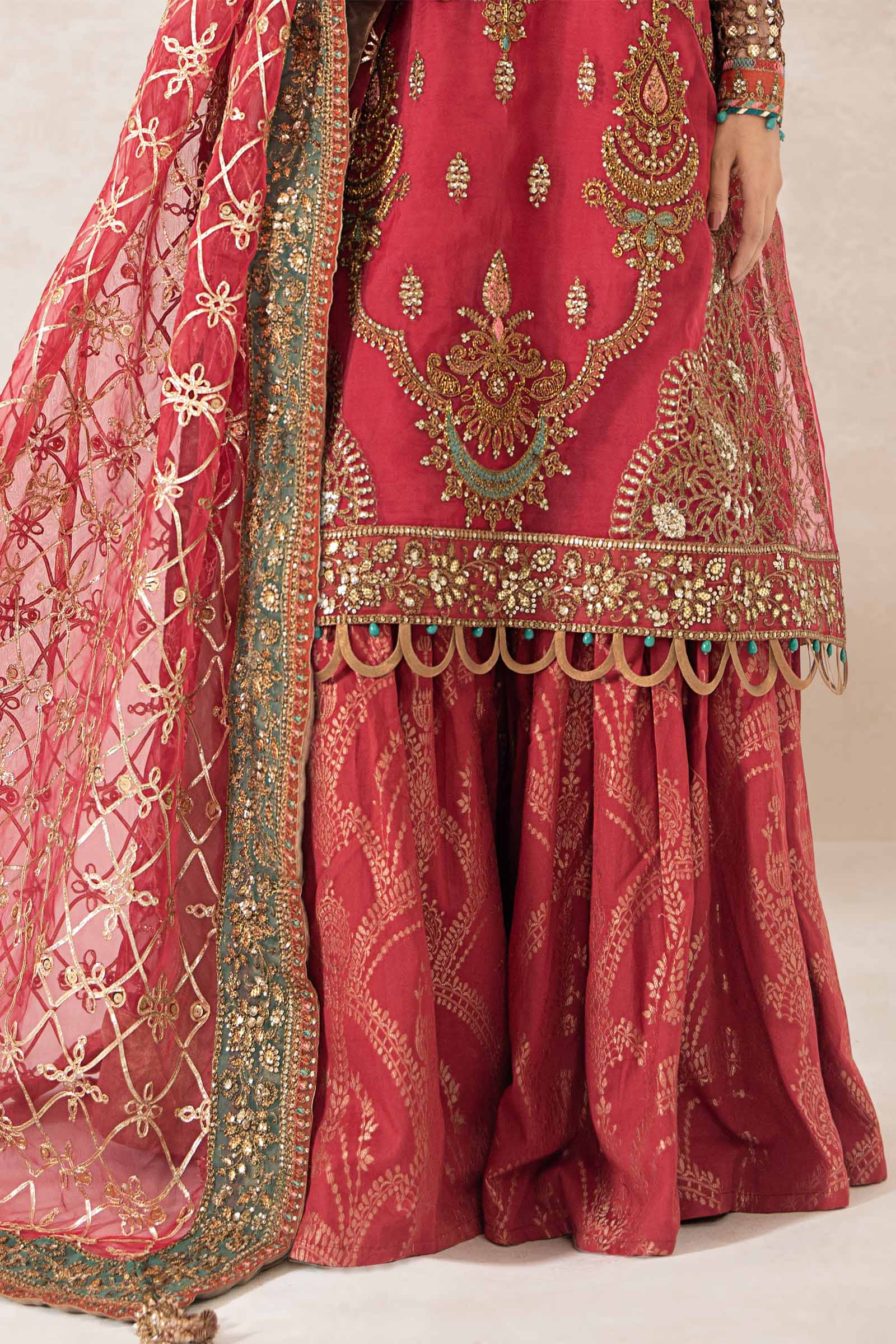 3 Piece Embroidered Organza Suit - Image 5