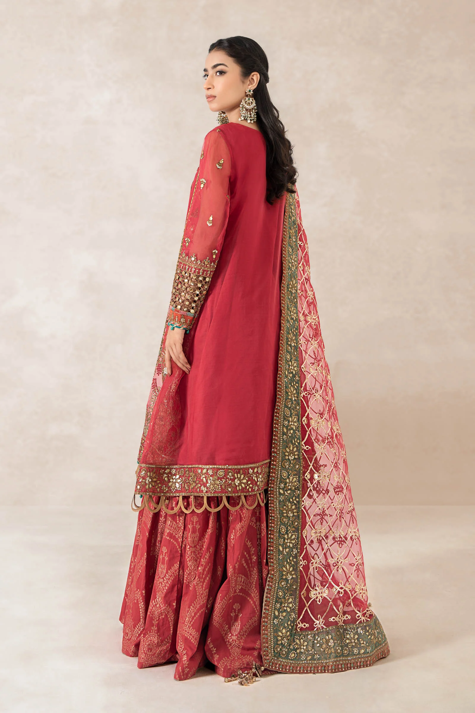 3 Piece Embroidered Organza Suit - Image 6