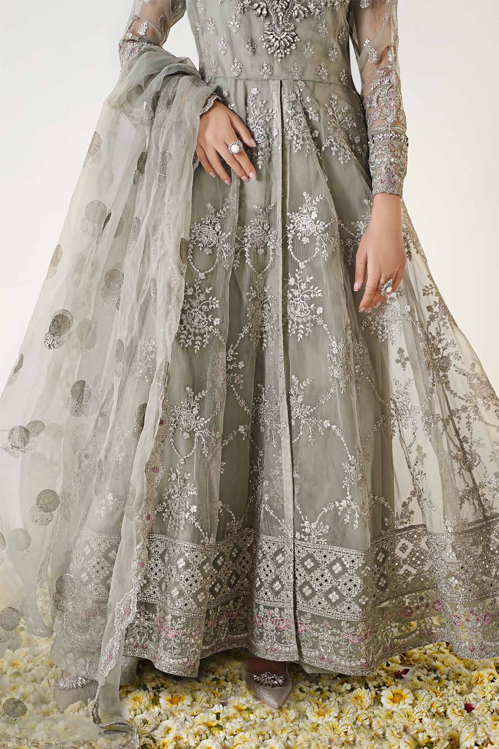 3 Piece Embroidered Organza Suit - Image 4