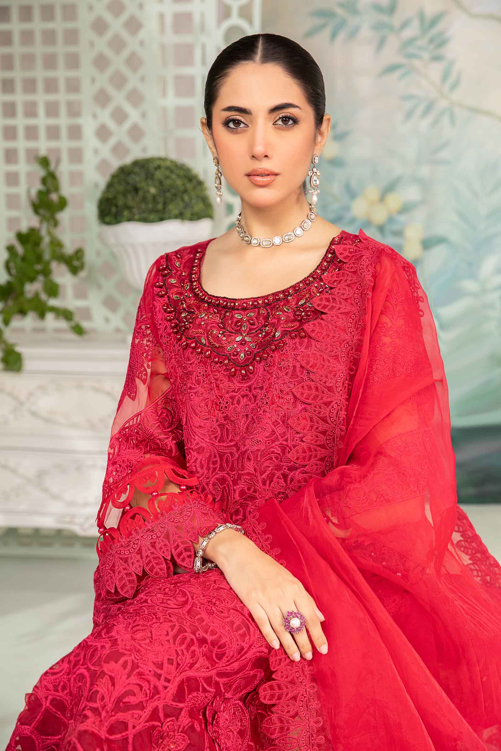 3 Piece Embroidered Organza Suit - Image 2