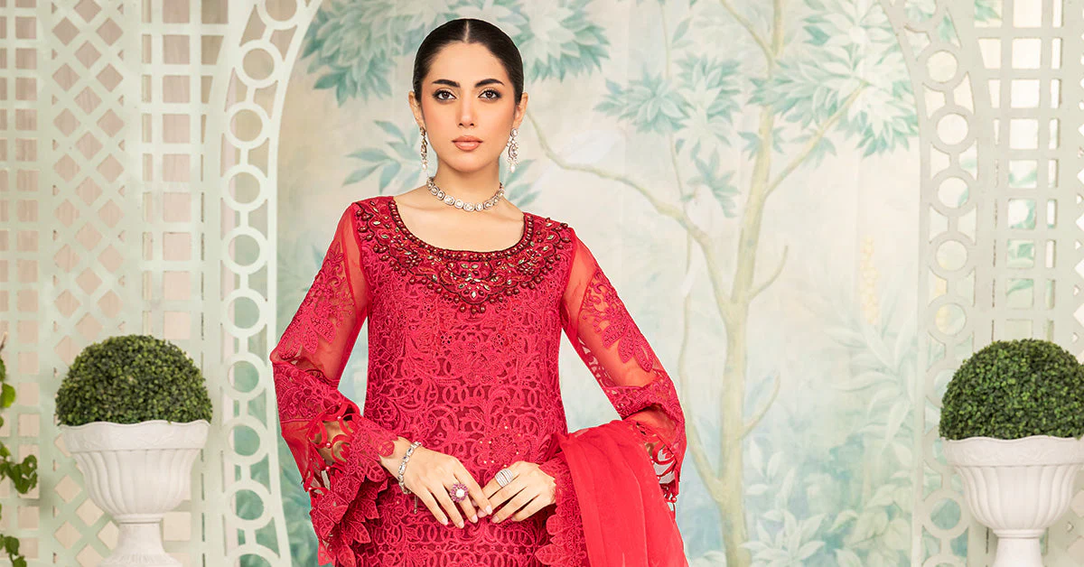 3 Piece Embroidered Organza Suit - Image 6