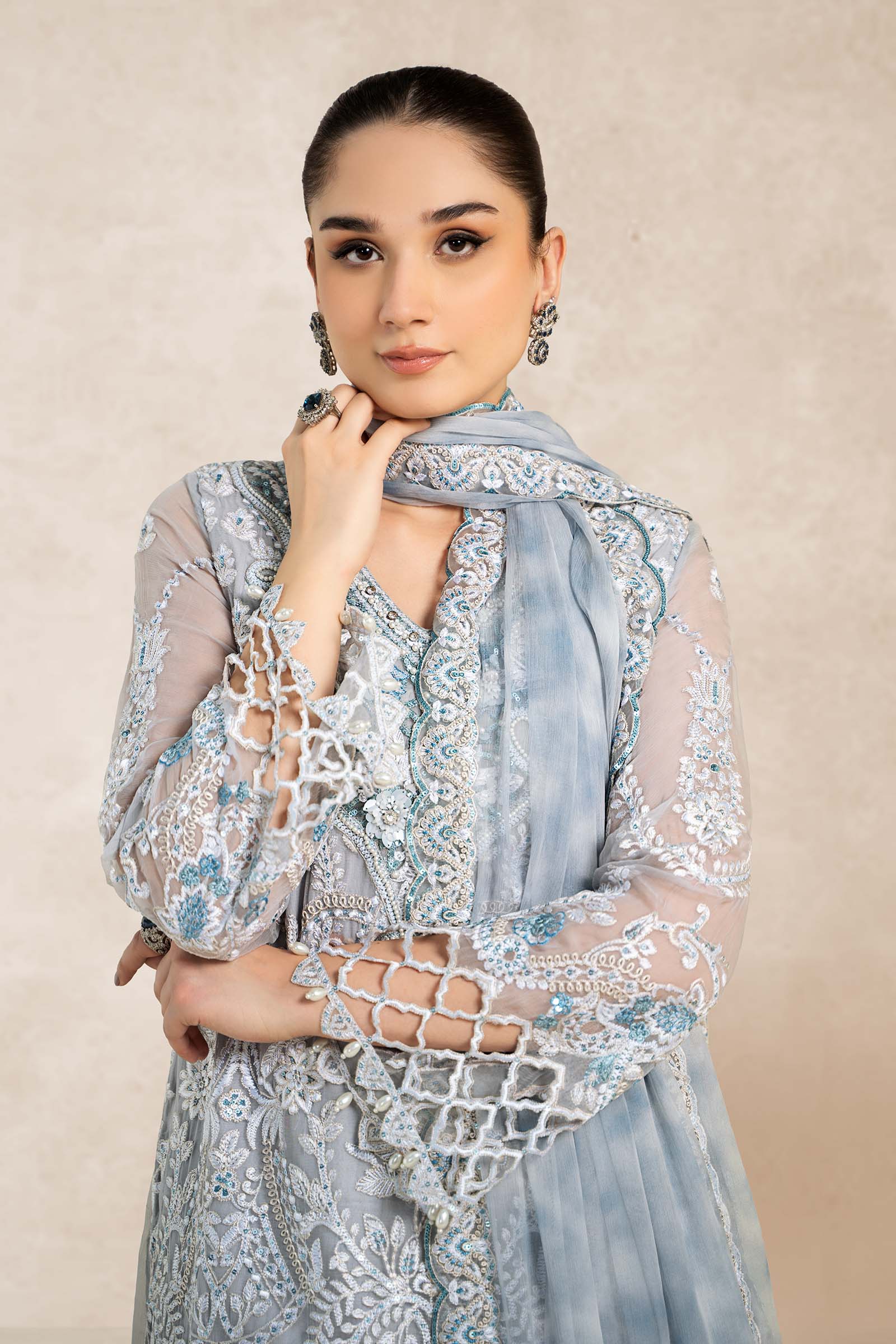 3 Piece Embroidered Bamber Chiffon Suit - Image 2