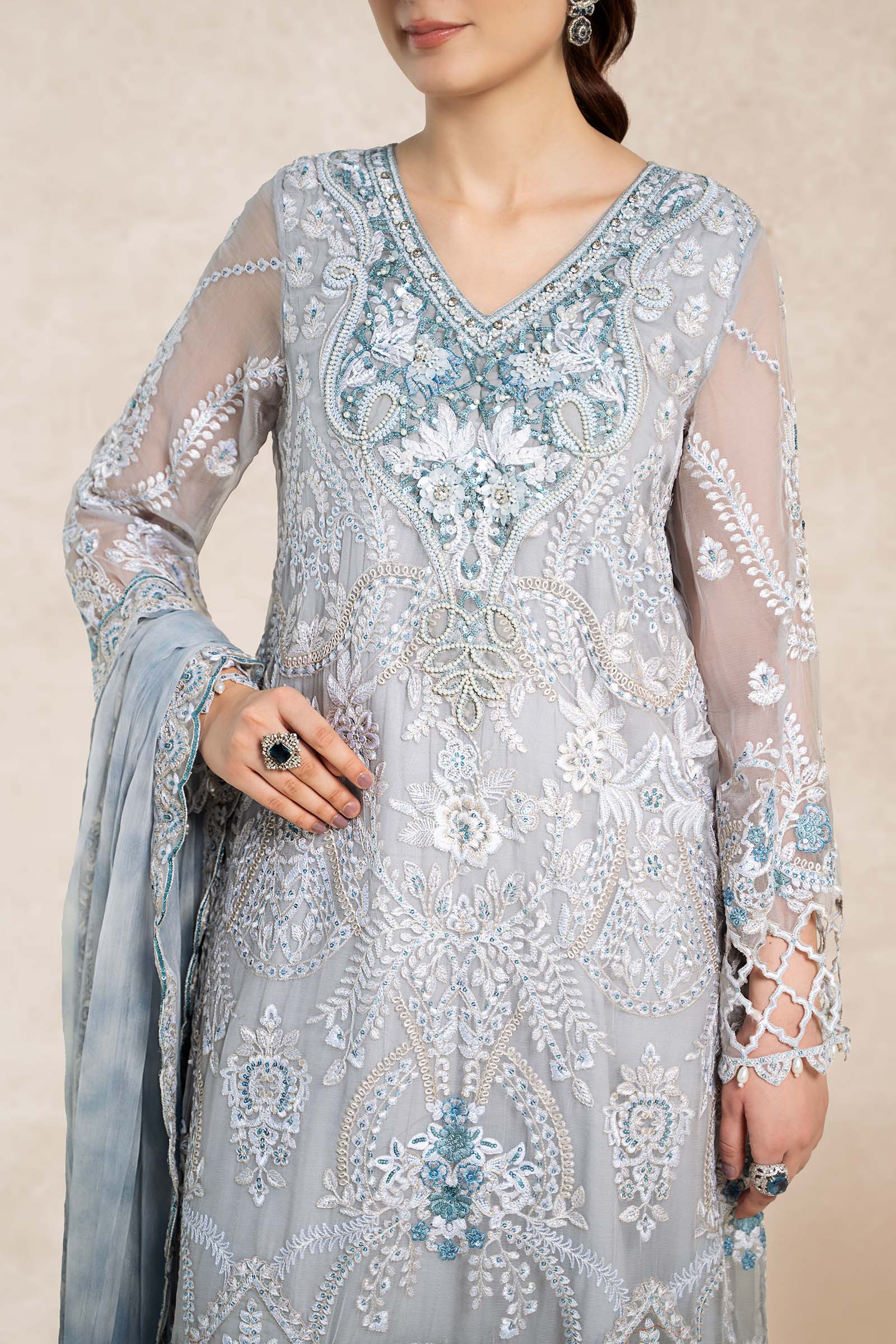3 Piece Embroidered Bamber Chiffon Suit - Image 3
