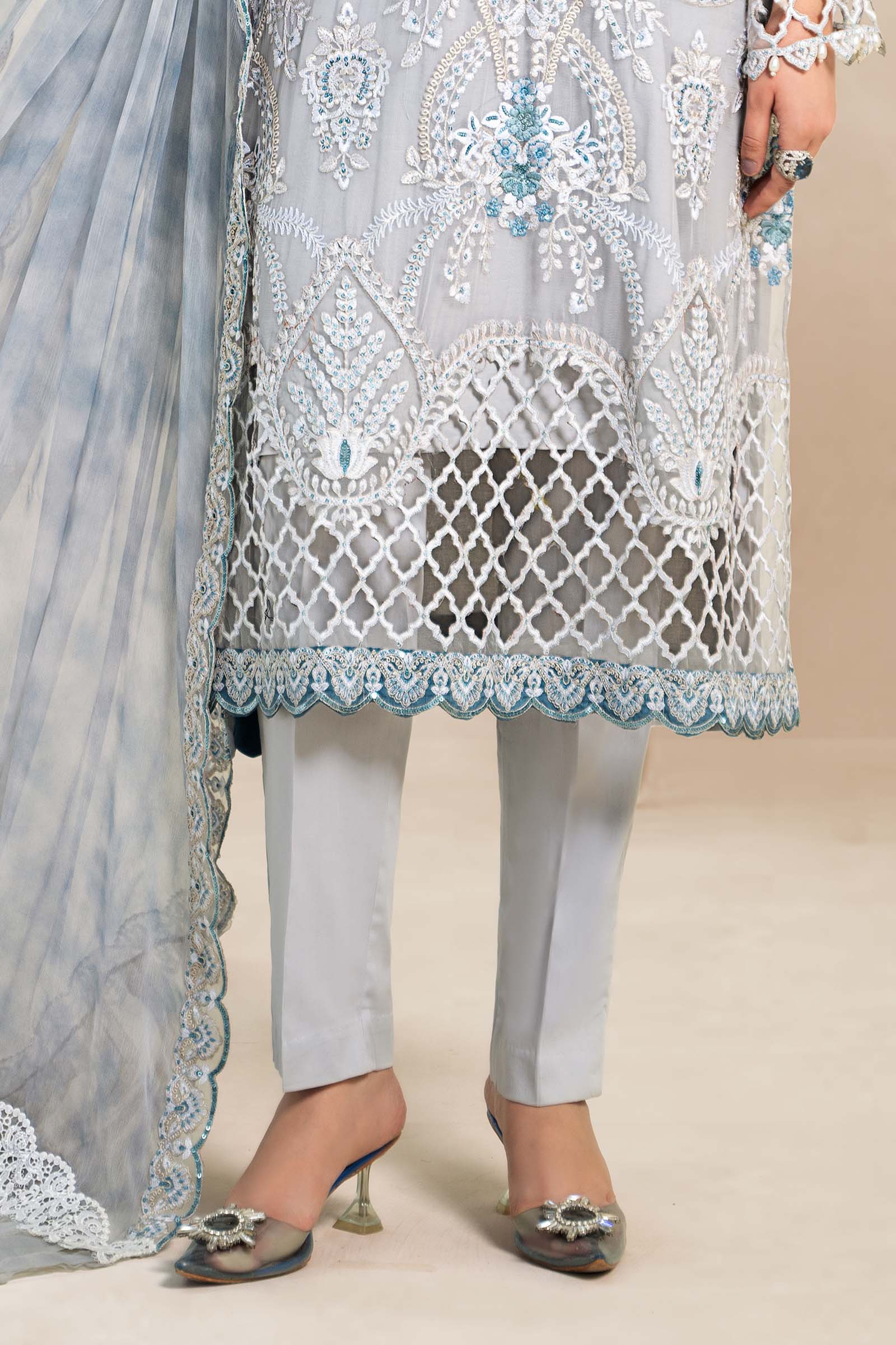 3 Piece Embroidered Bamber Chiffon Suit - Image 4