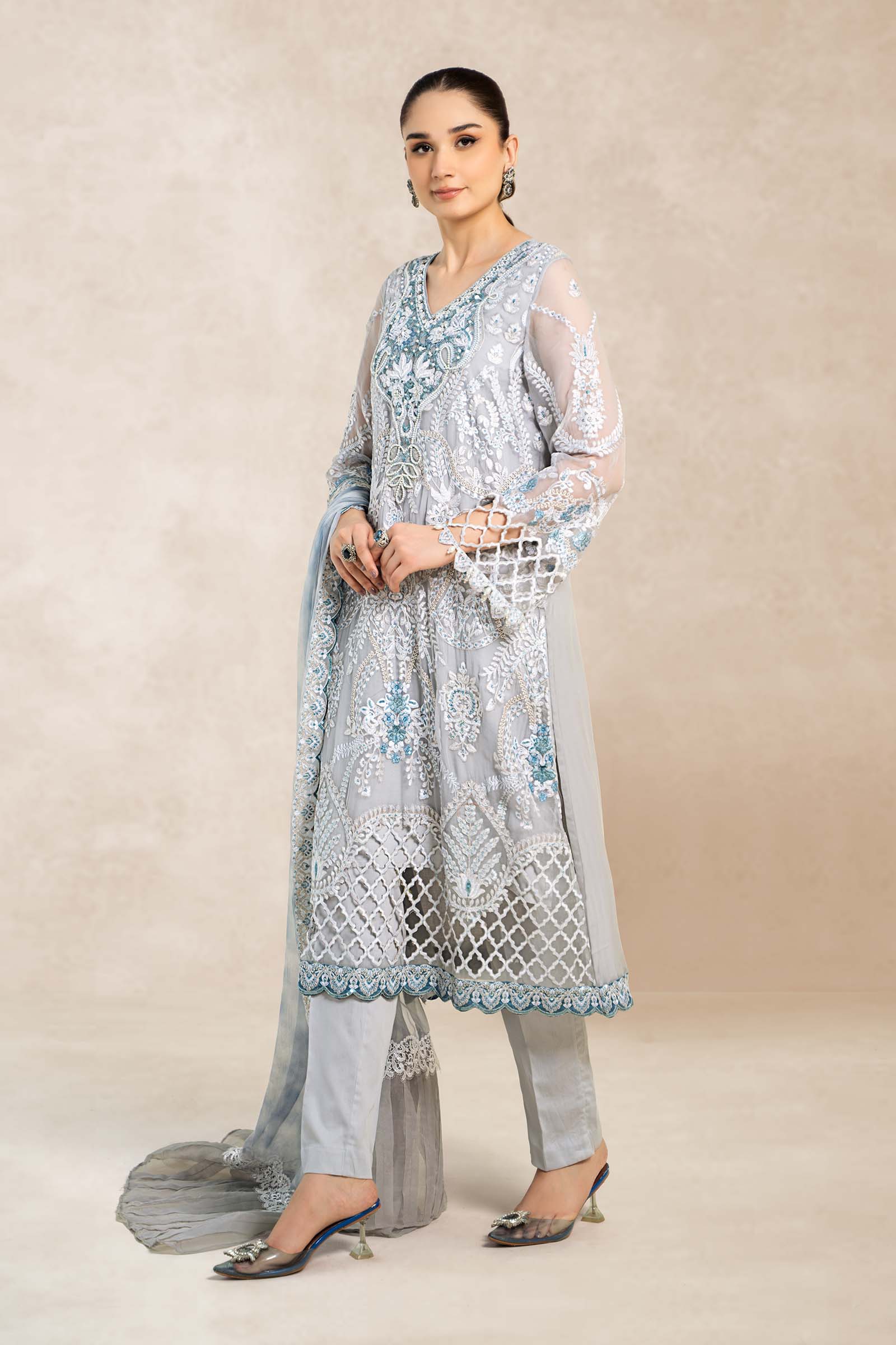 3 Piece Embroidered Bamber Chiffon Suit - Image 5