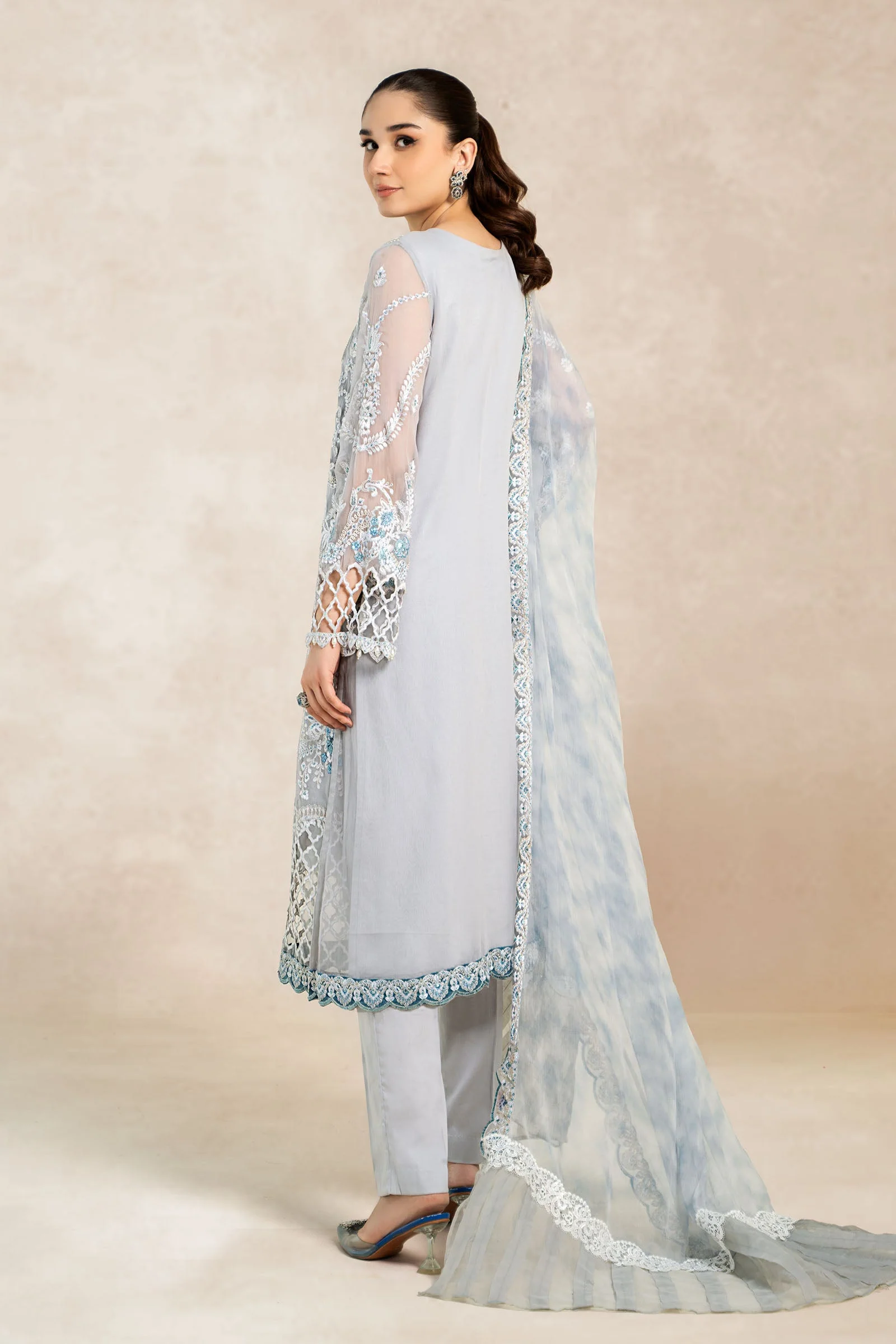 3 Piece Embroidered Bamber Chiffon Suit - Image 6