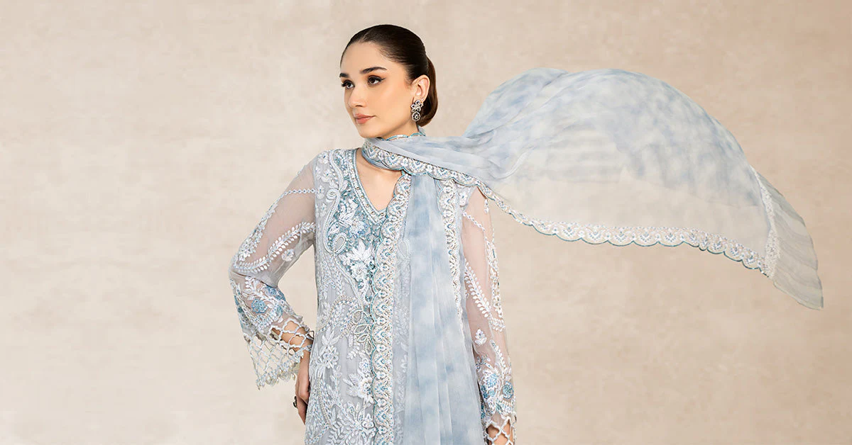 3 Piece Embroidered Bamber Chiffon Suit - Image 7