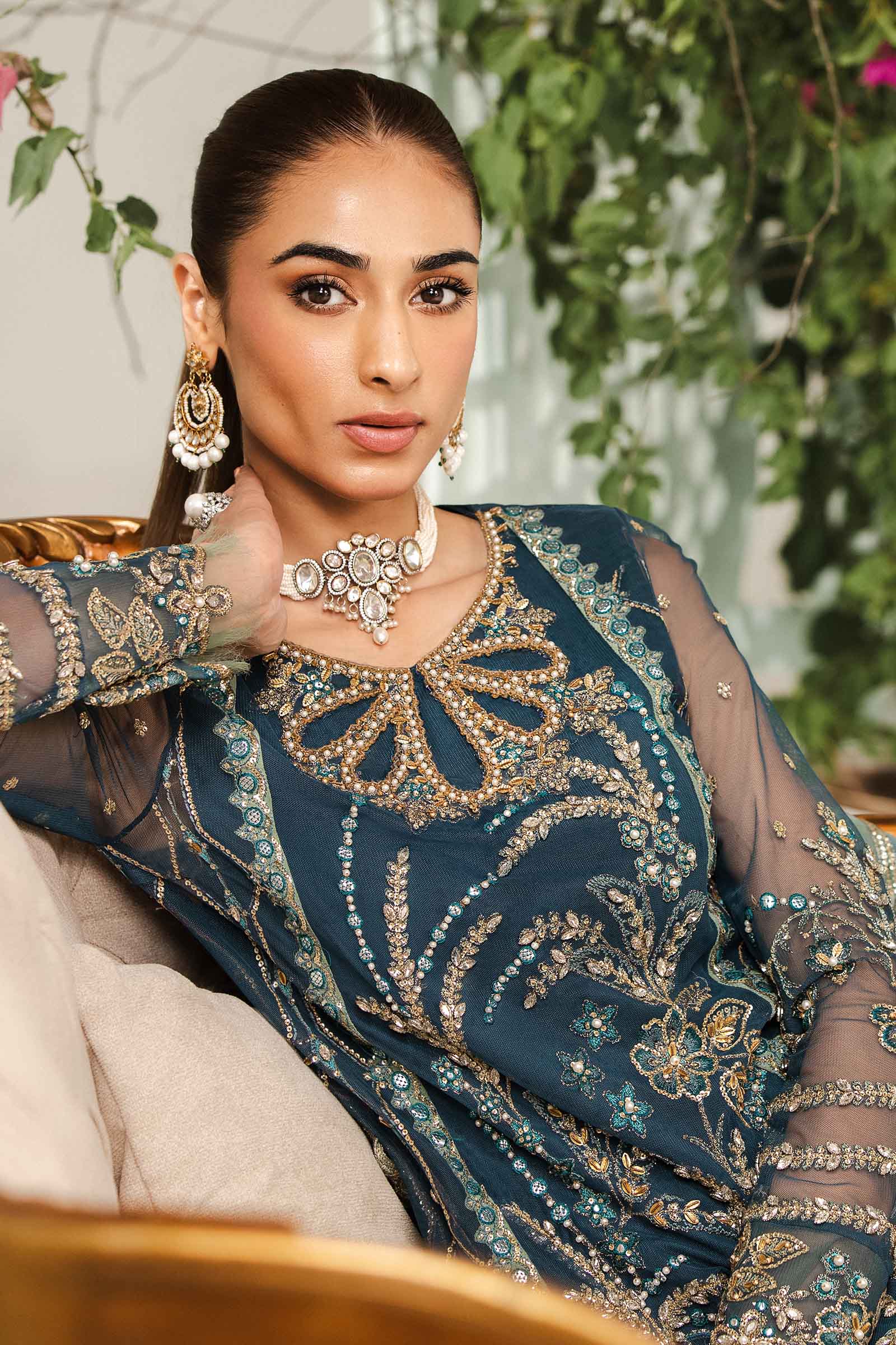 3 Piece Embellished Net Suit - Image 4