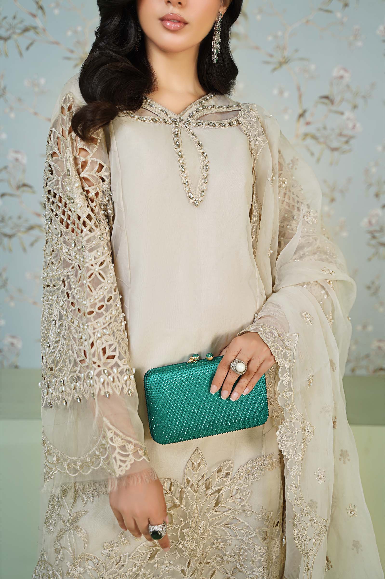 3 Piece Embroidered Organza Suit - Image 3
