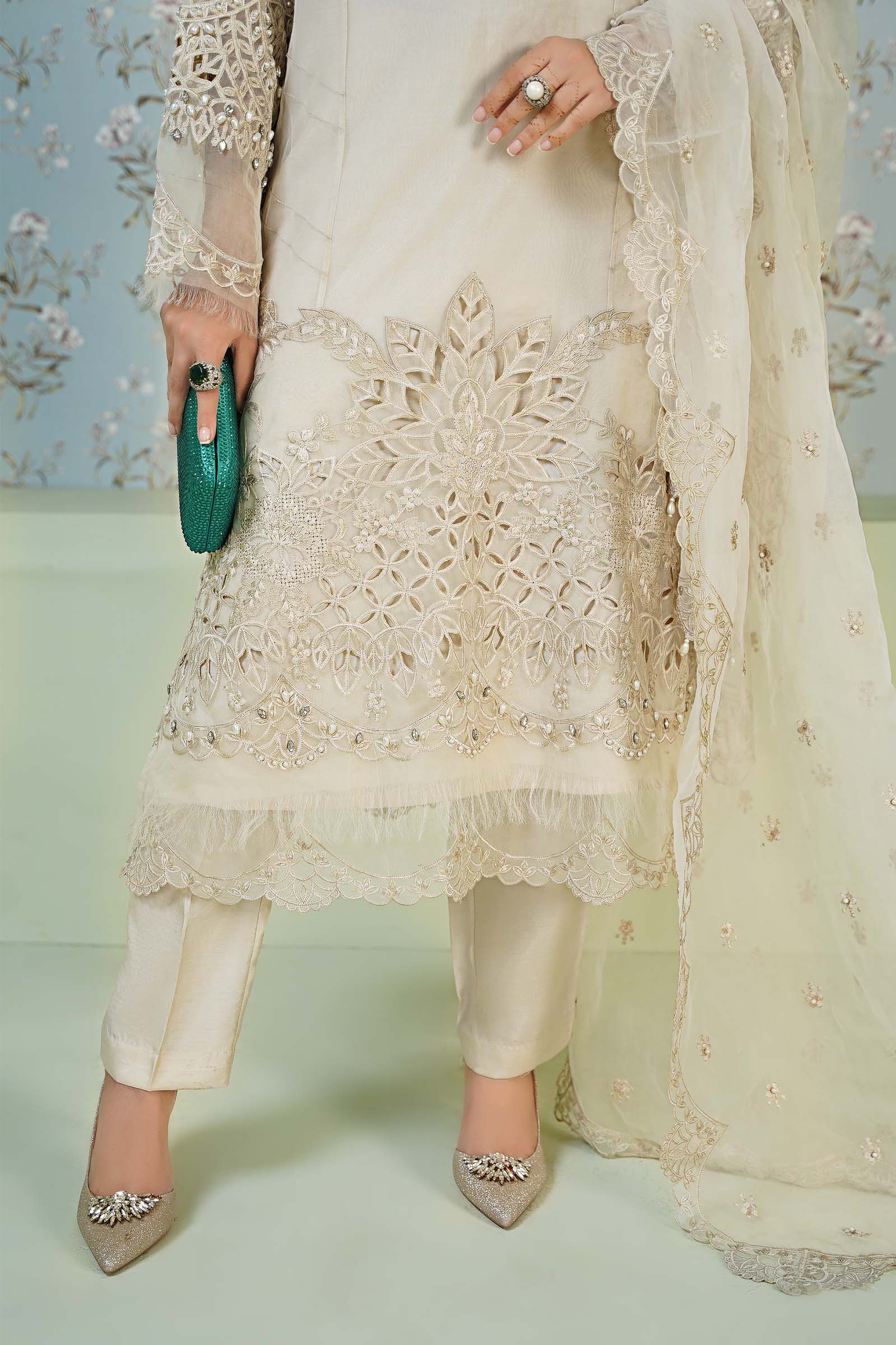3 Piece Embroidered Organza Suit - Image 5