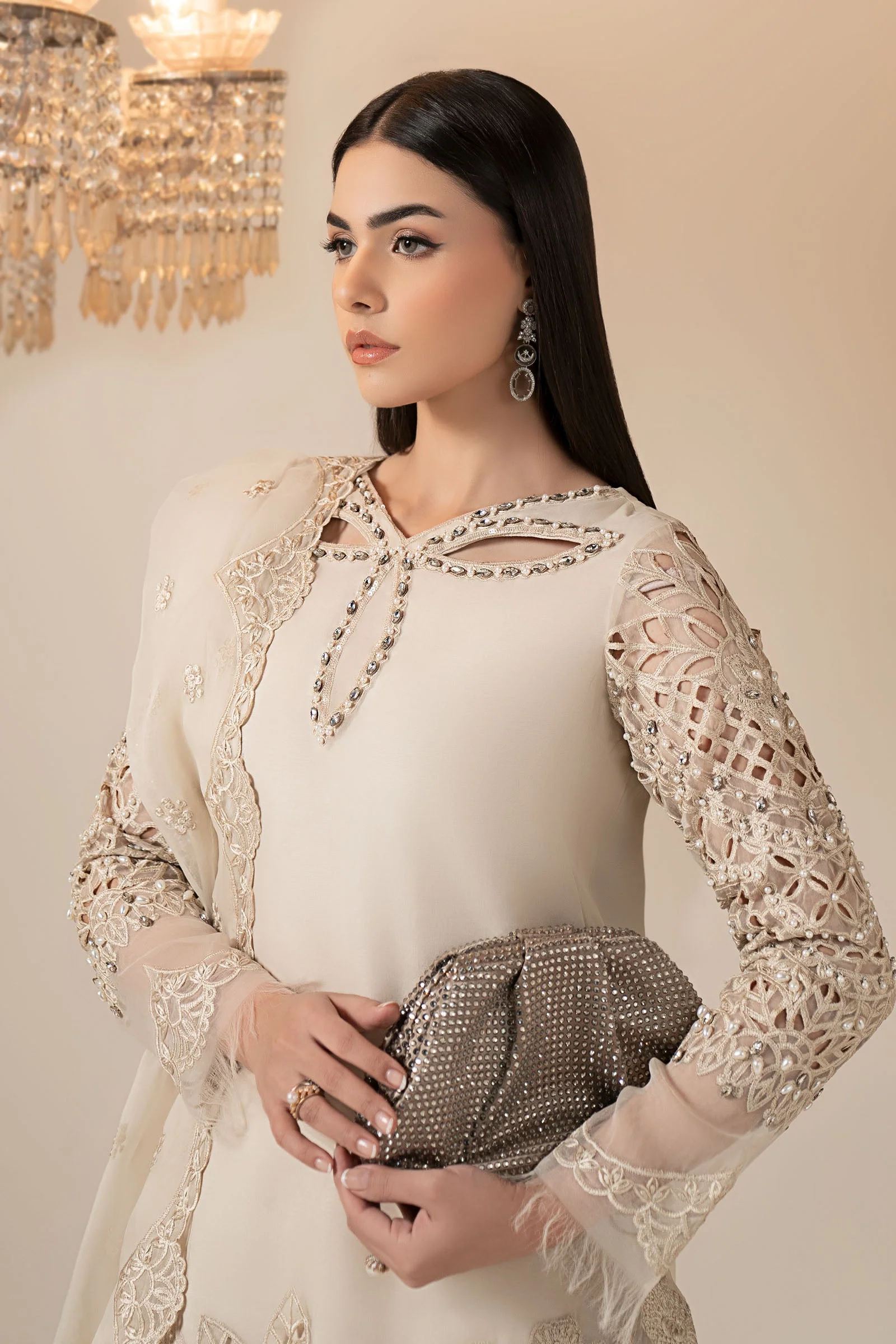3 Piece Embroidered Organza Suit - Image 2