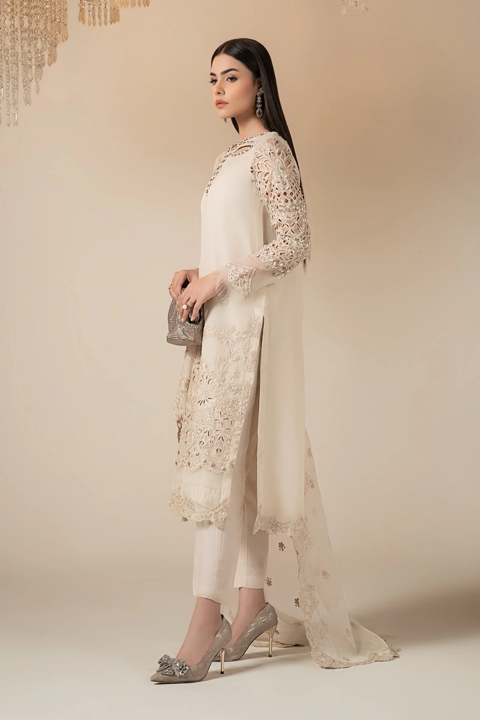 3 Piece Embroidered Organza Suit - Image 6