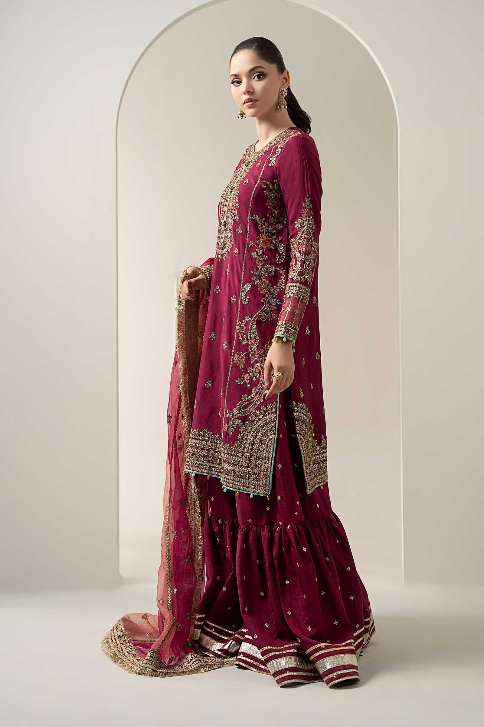 3 Piece Embroidered Raw Silk Suit - Image 12