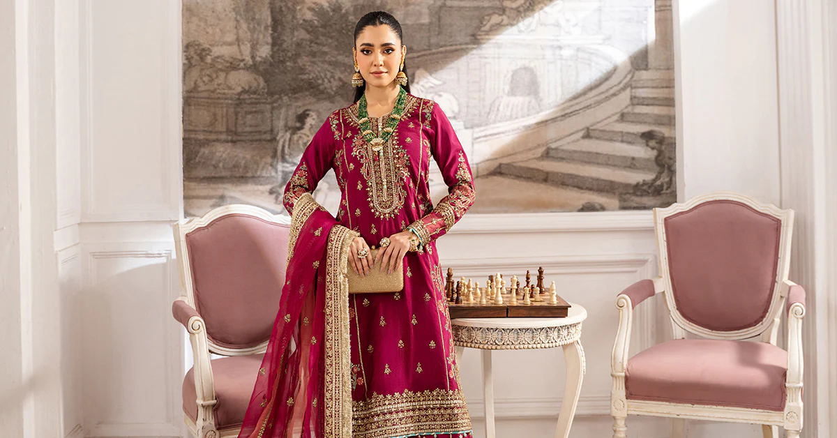 3 Piece Embroidered Raw Silk Suit - Image 15