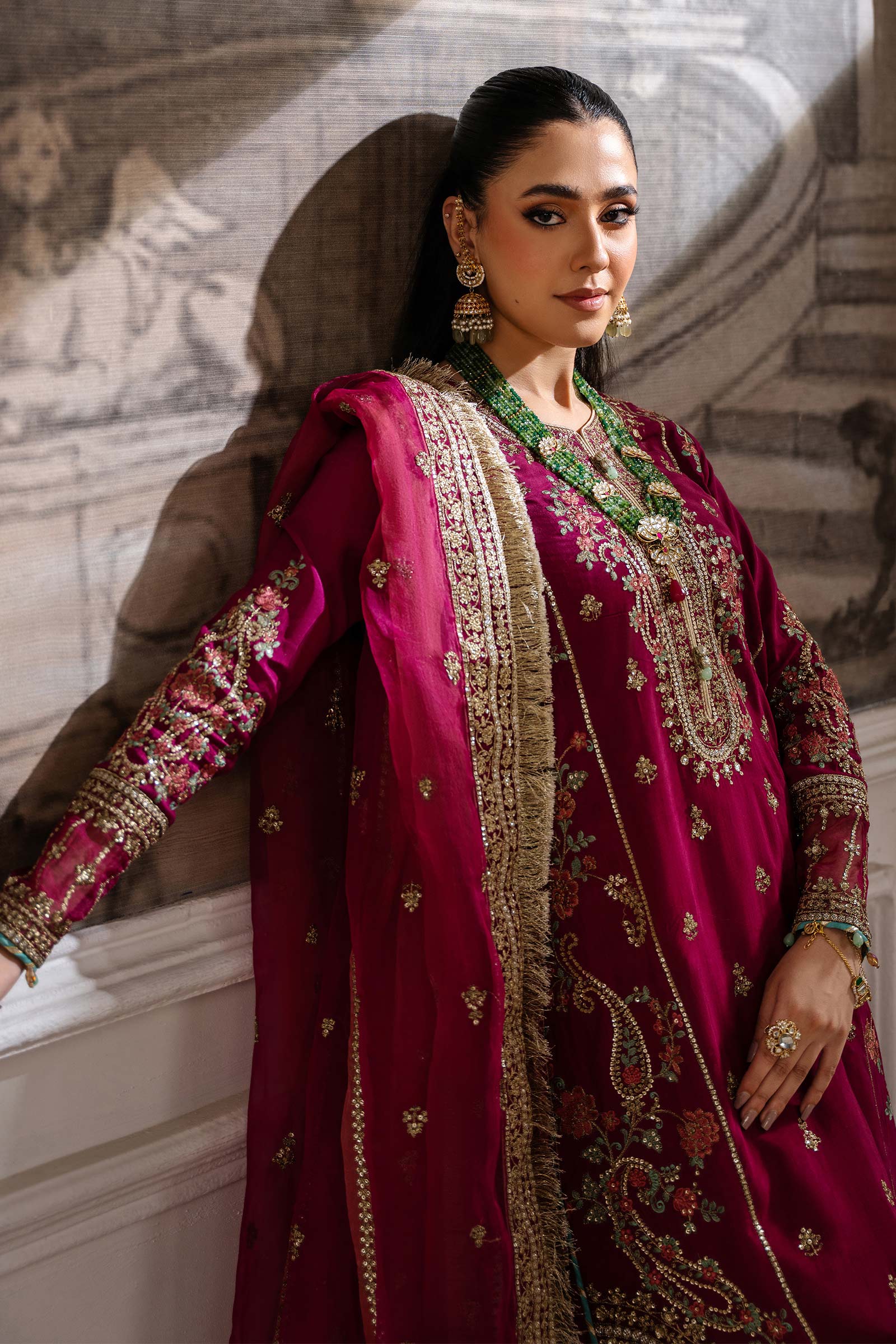 3 Piece Embroidered Raw Silk Suit - Image 4