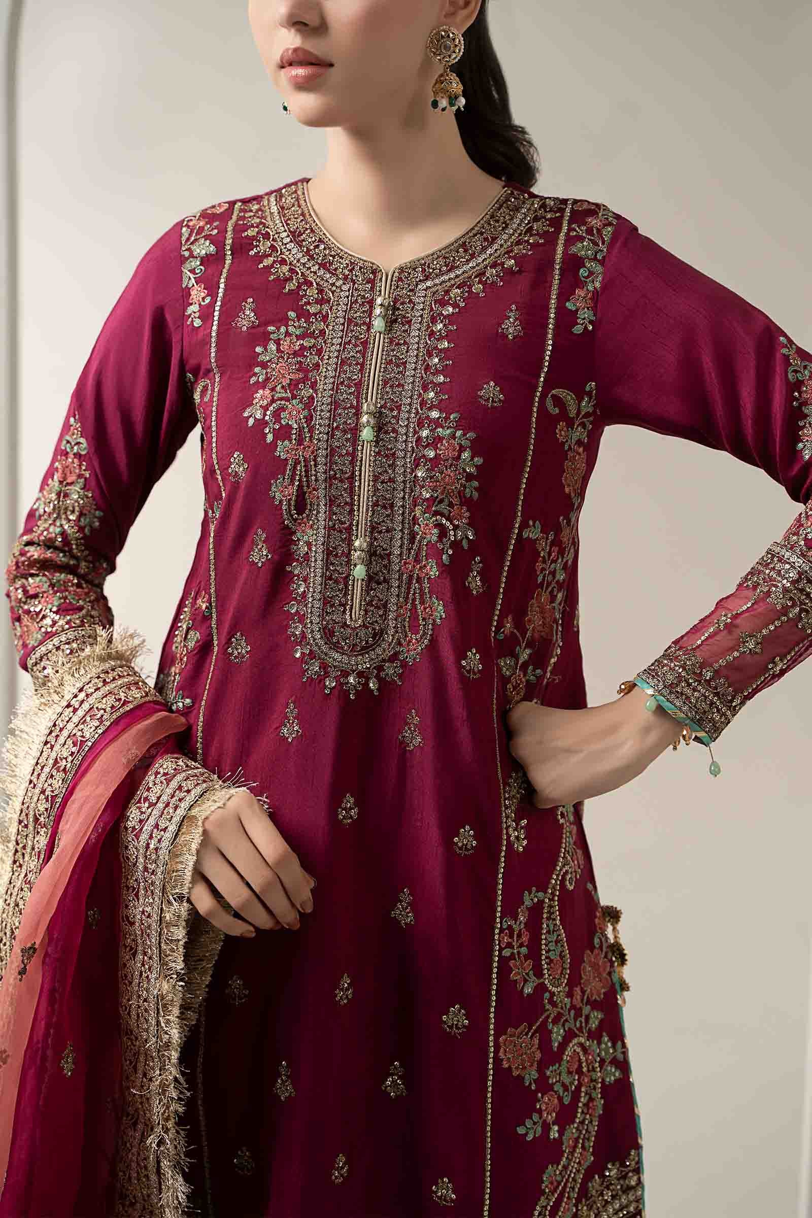 3 Piece Embroidered Raw Silk Suit - Image 7
