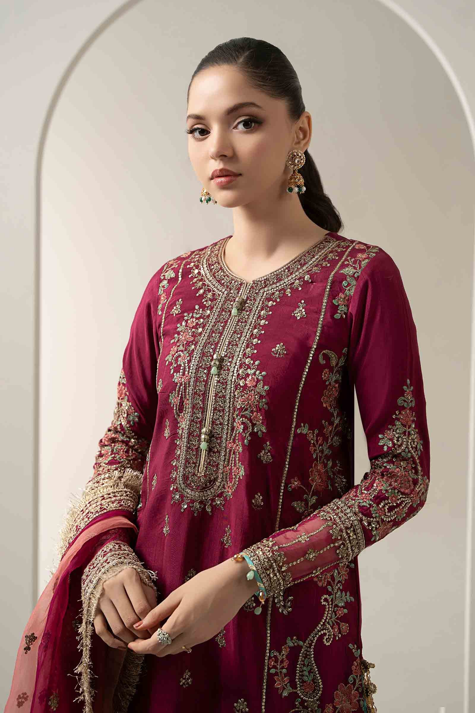 3 Piece Embroidered Raw Silk Suit - Image 8