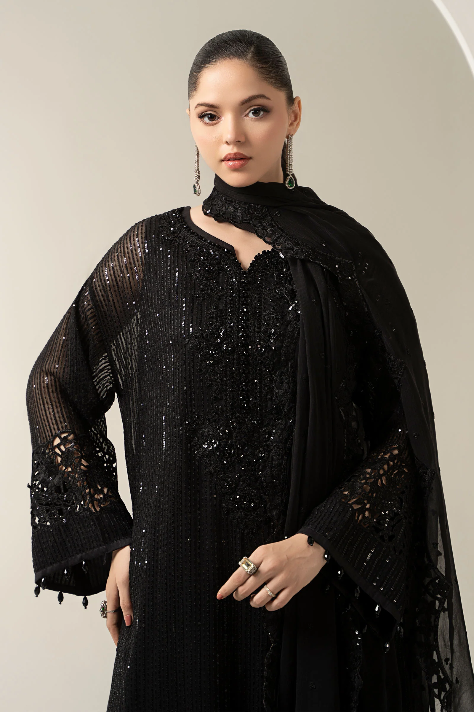 3 Piece Embroidered Chiffon Suit - Image 2