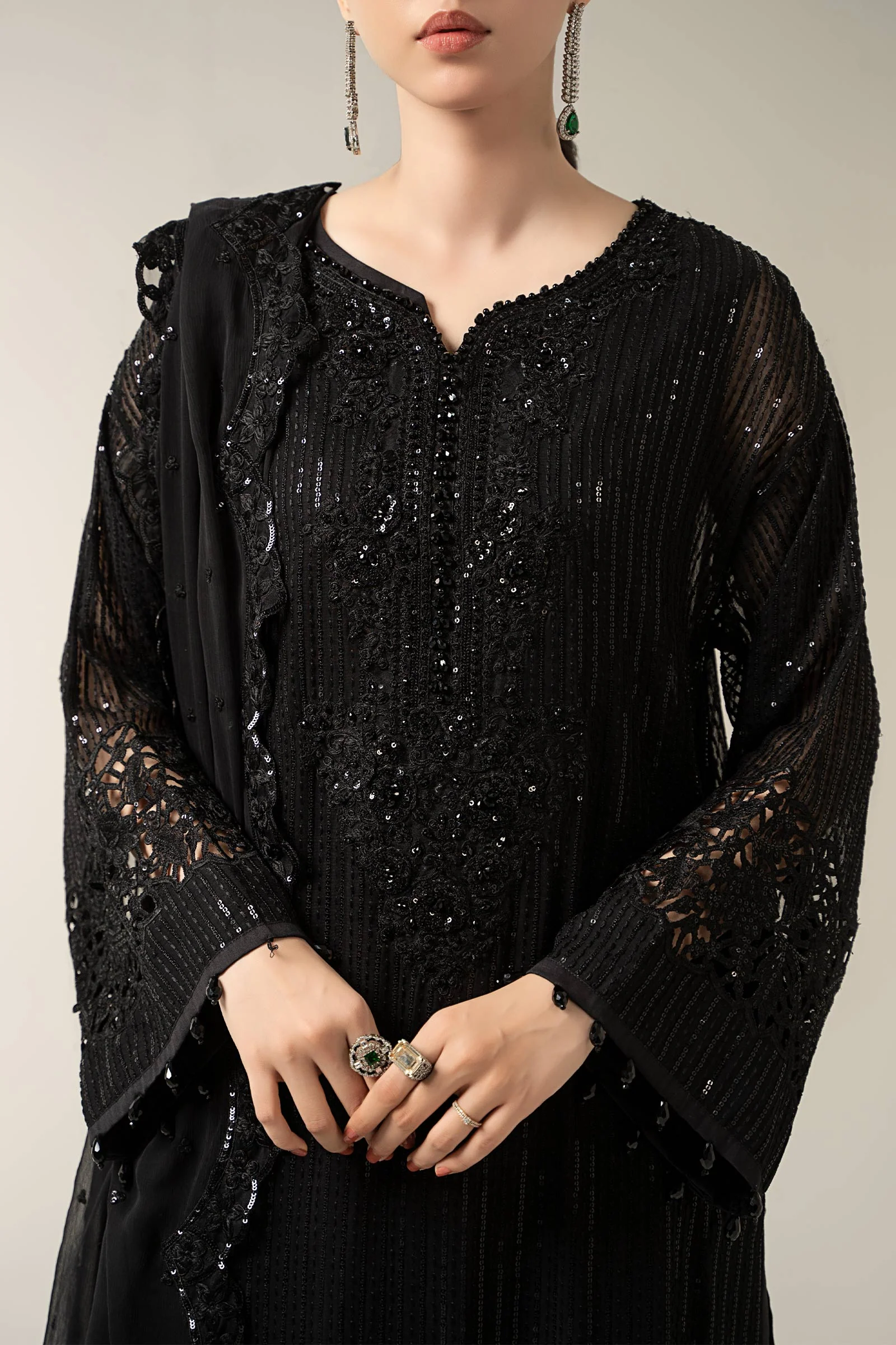 3 Piece Embroidered Chiffon Suit - Image 3