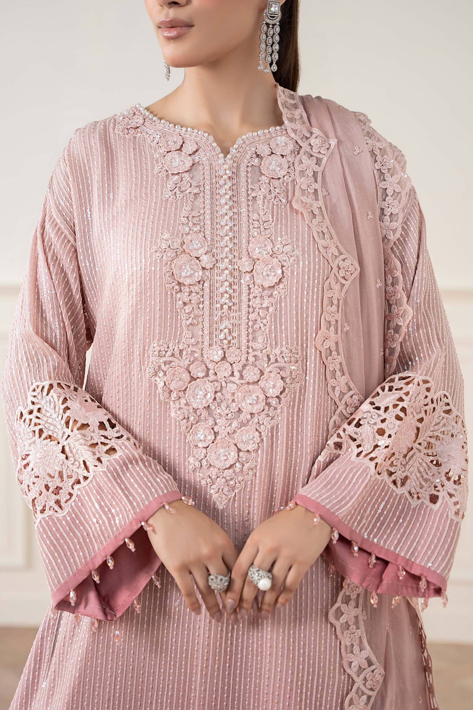 3 Piece Embroidered Chiffon Suit - Image 6