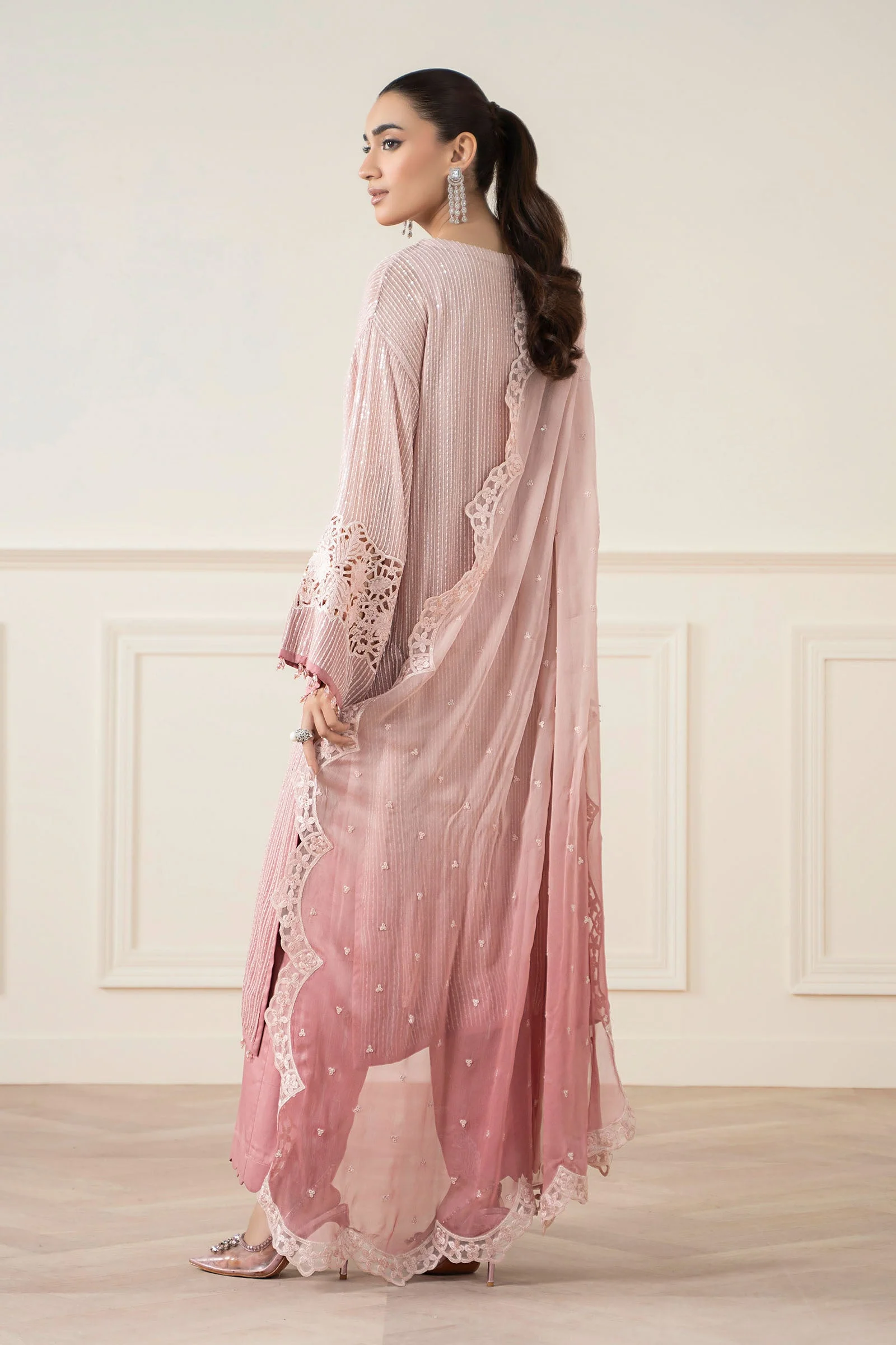 3 Piece Embroidered Chiffon Suit - Image 9
