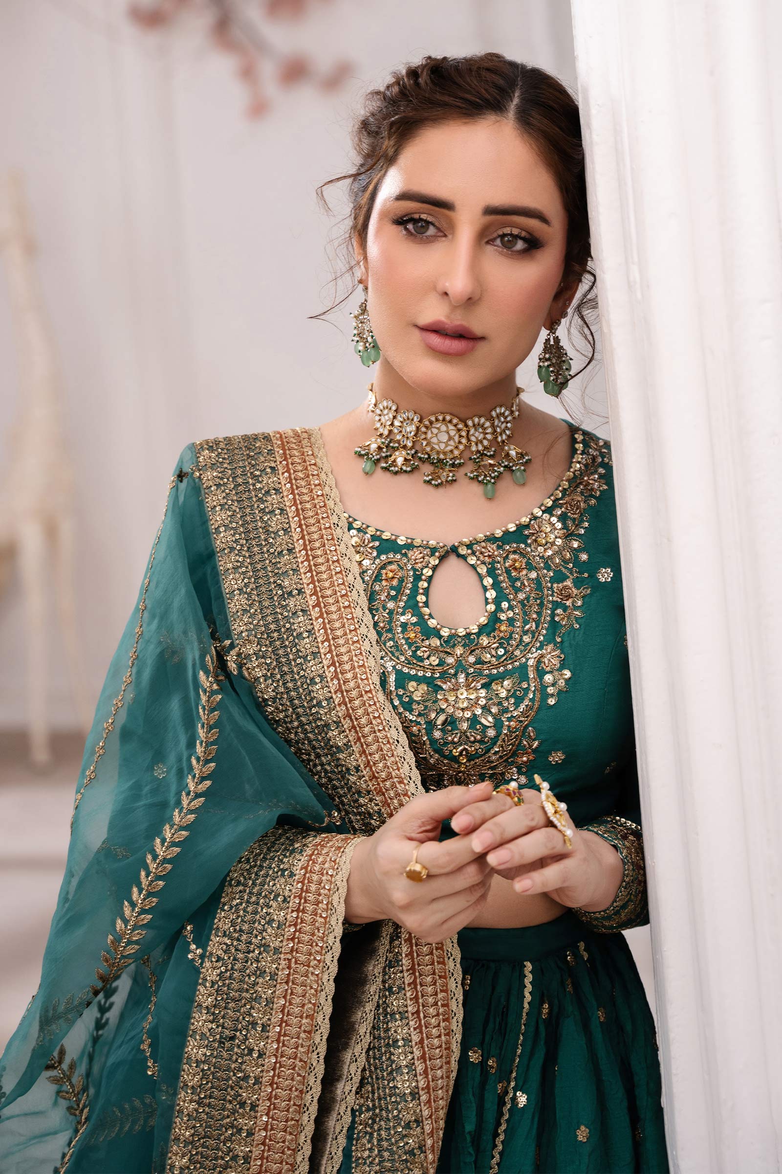 3 Piece Embroidered Raw Silk Suit - Image 2