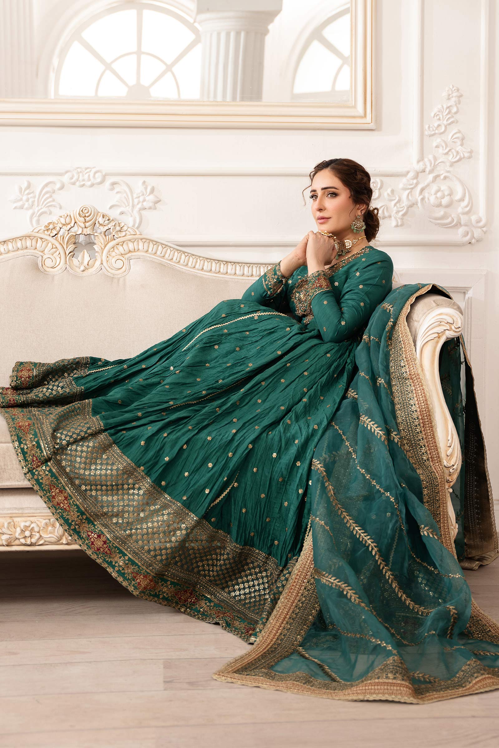 3 Piece Embroidered Raw Silk Suit - Image 3
