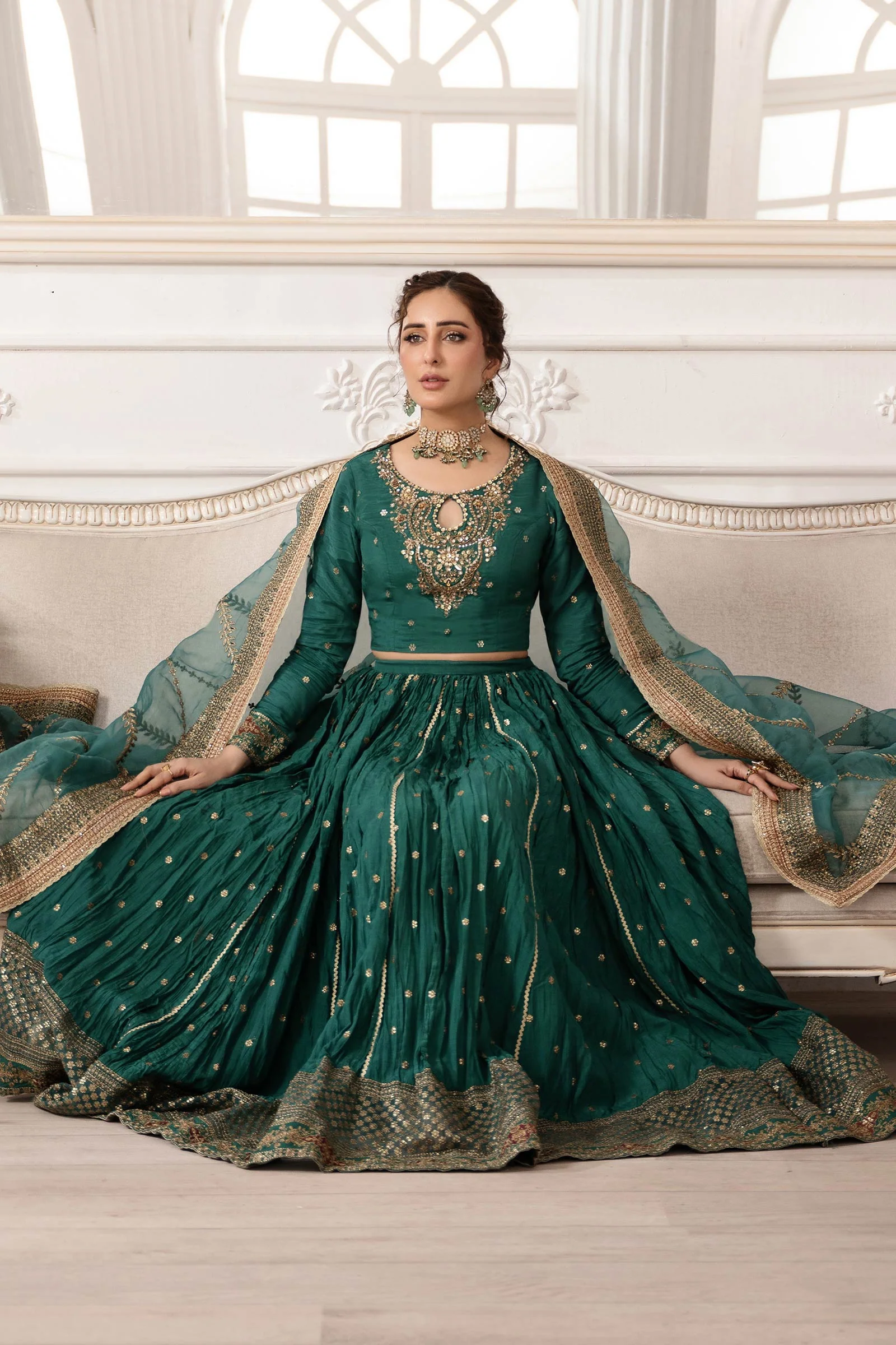 3 Piece Embroidered Raw Silk Suit - Image 4