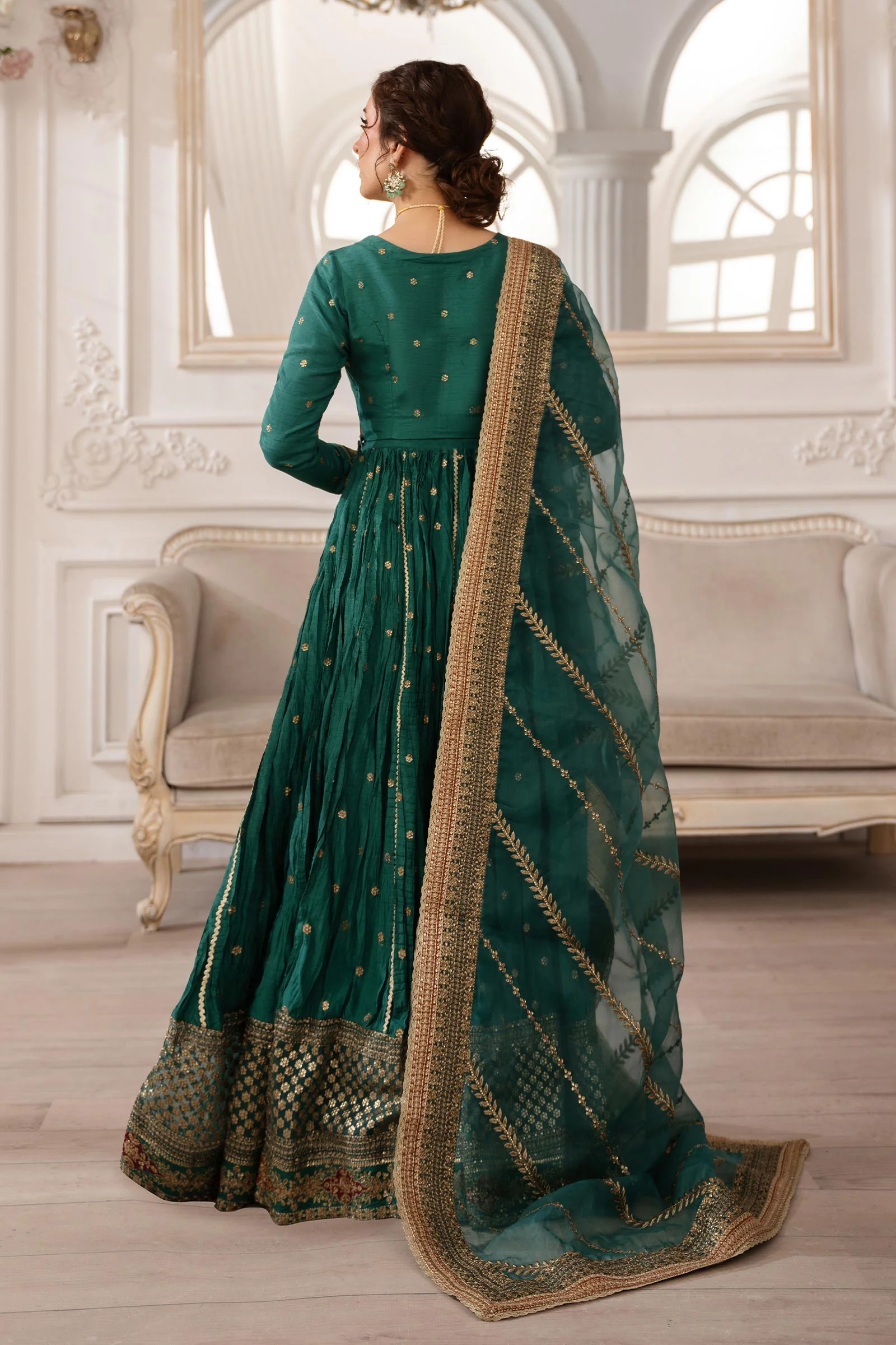 3 Piece Embroidered Raw Silk Suit - Image 5