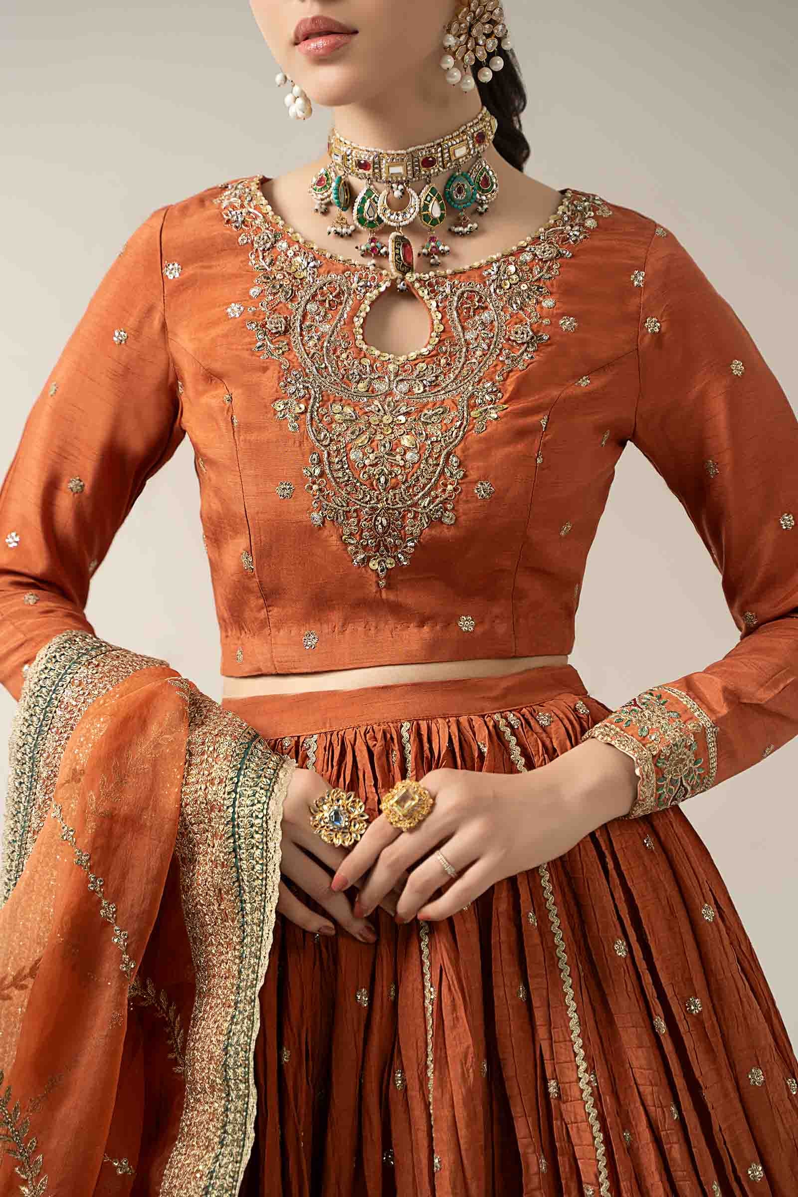 3 Piece Embroidered Raw Silk Suit - Image 4