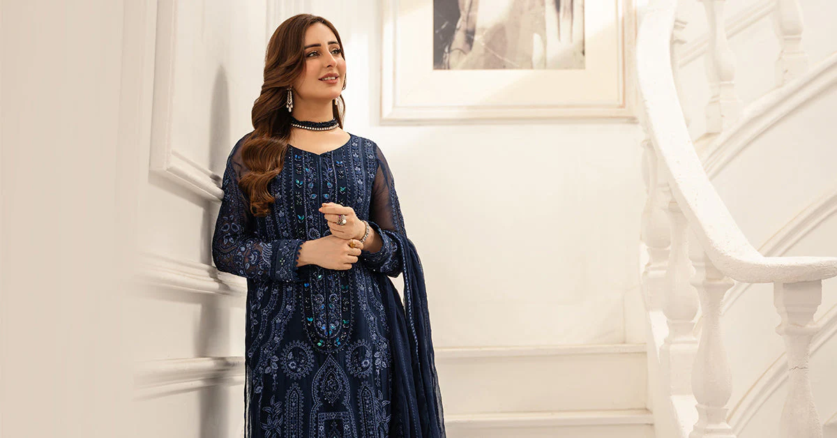 3 Piece Embroidered Chiffon Suit - Image 8