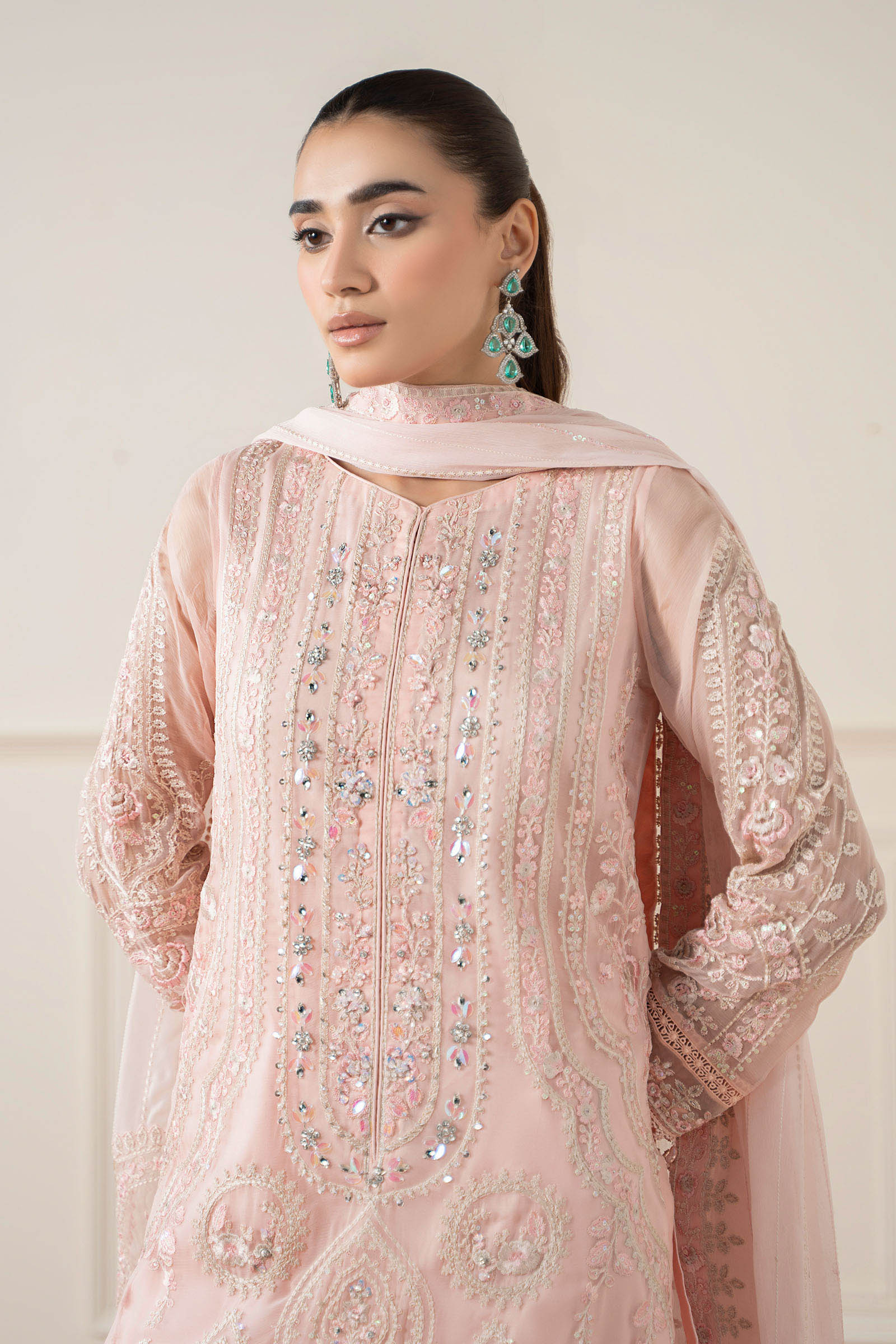 3 Piece Embroidered Chiffon Suit - Image 2
