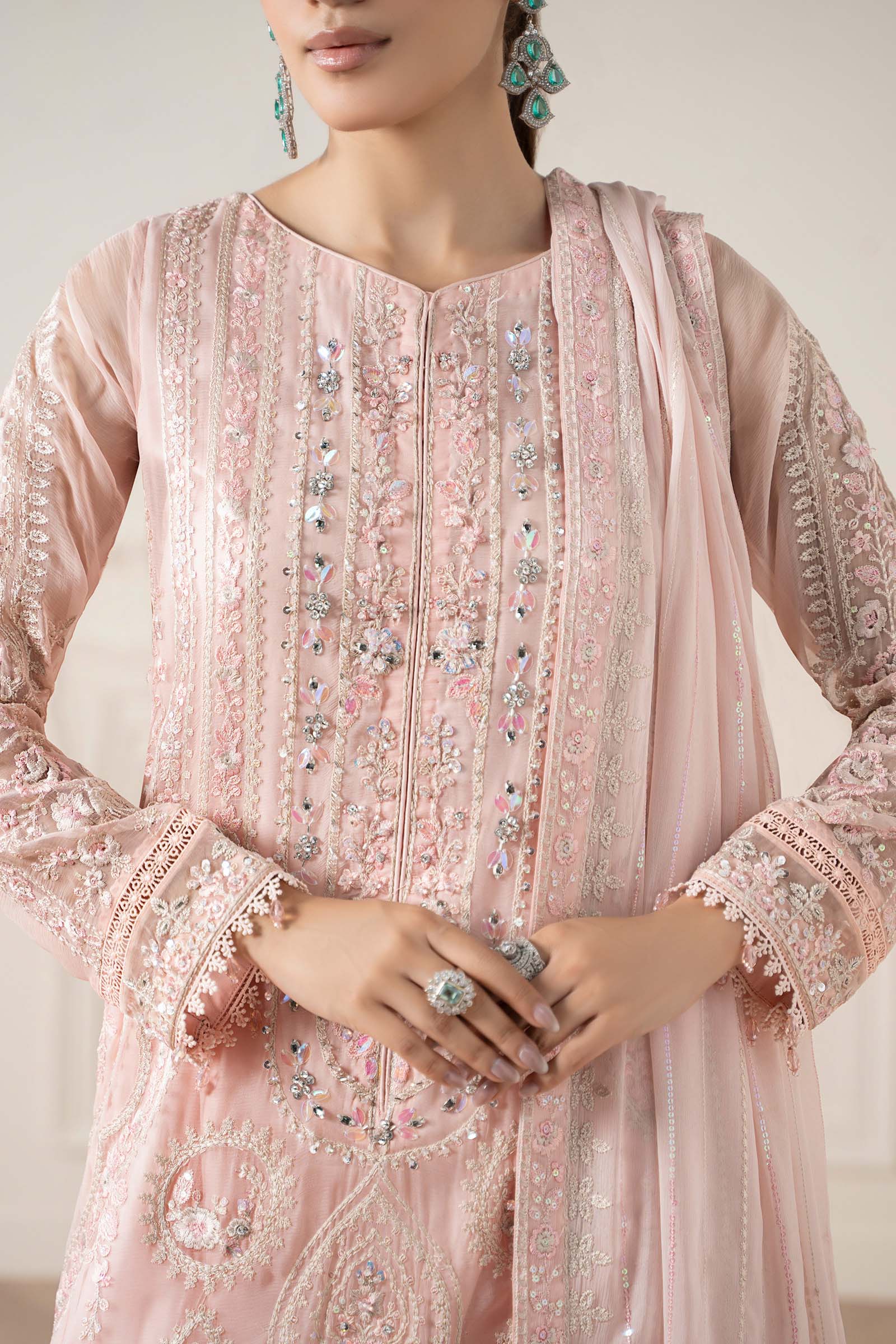 3 Piece Embroidered Chiffon Suit - Image 4