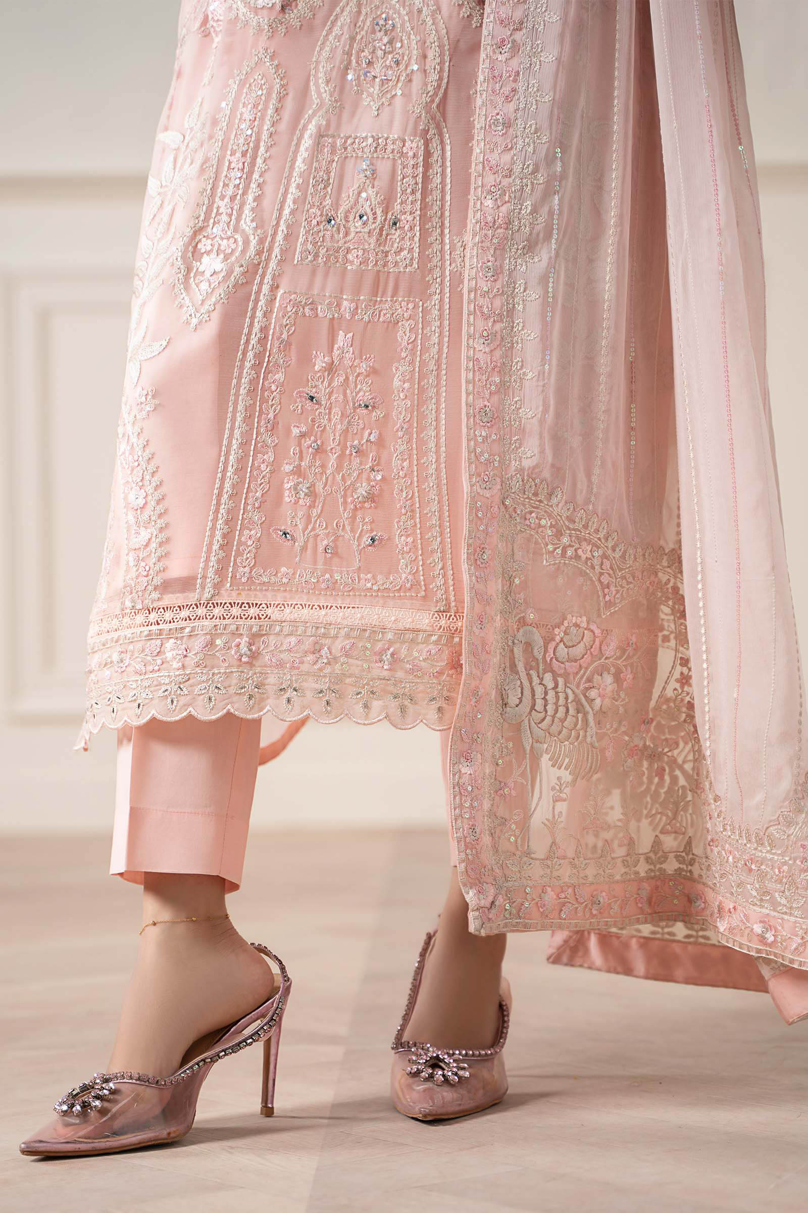 3 Piece Embroidered Chiffon Suit - Image 6