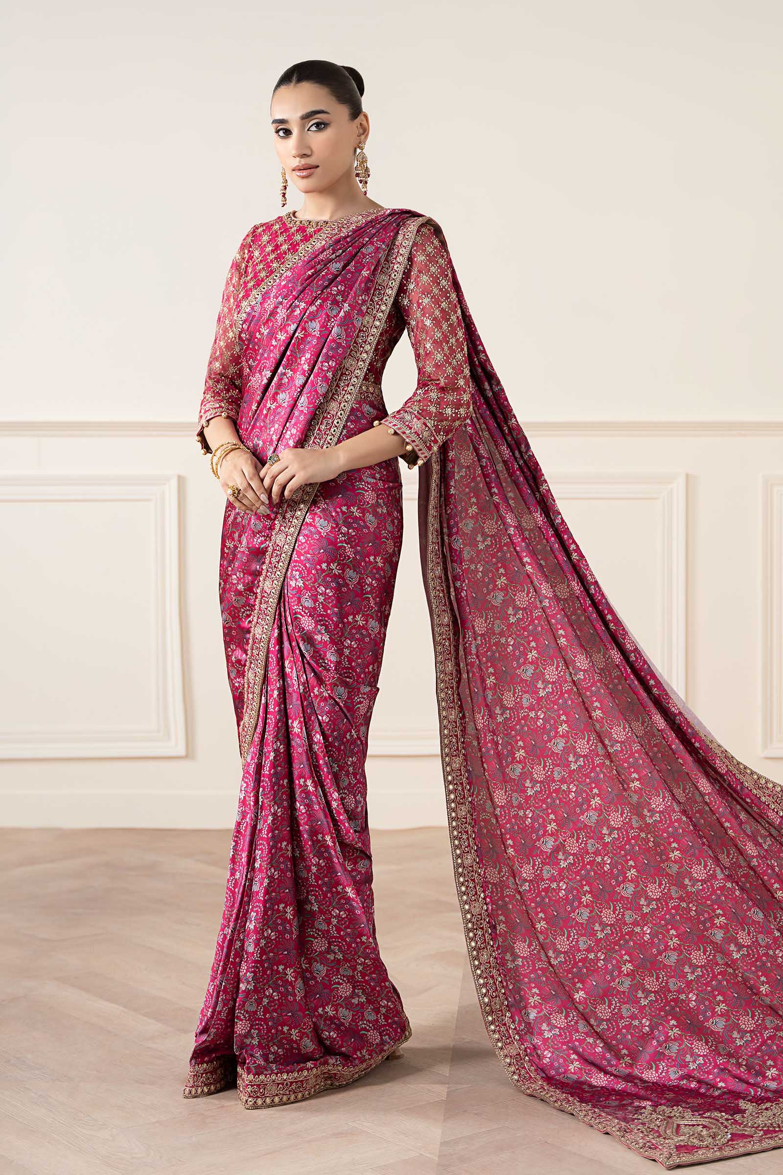 Embroidered Silk Saree - Image 3