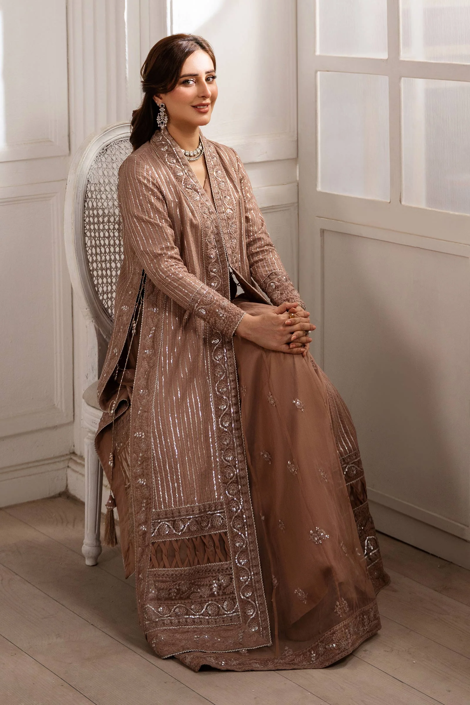 2 Piece Embroidered Raw Silk Suit - Image 2