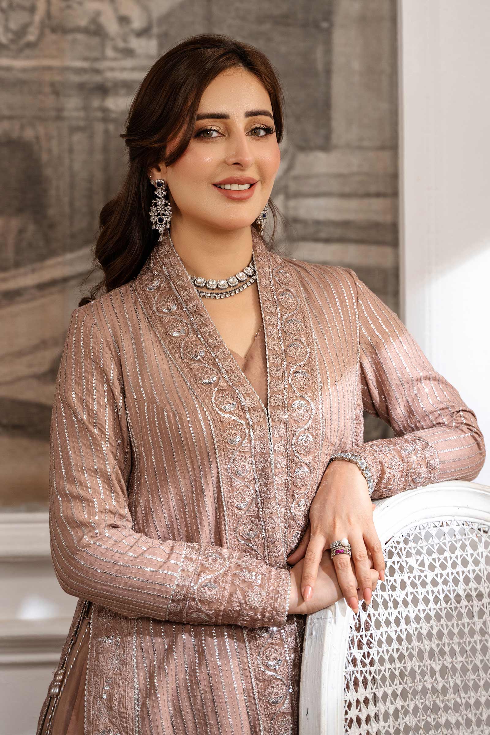 2 Piece Embroidered Raw Silk Suit - Image 3
