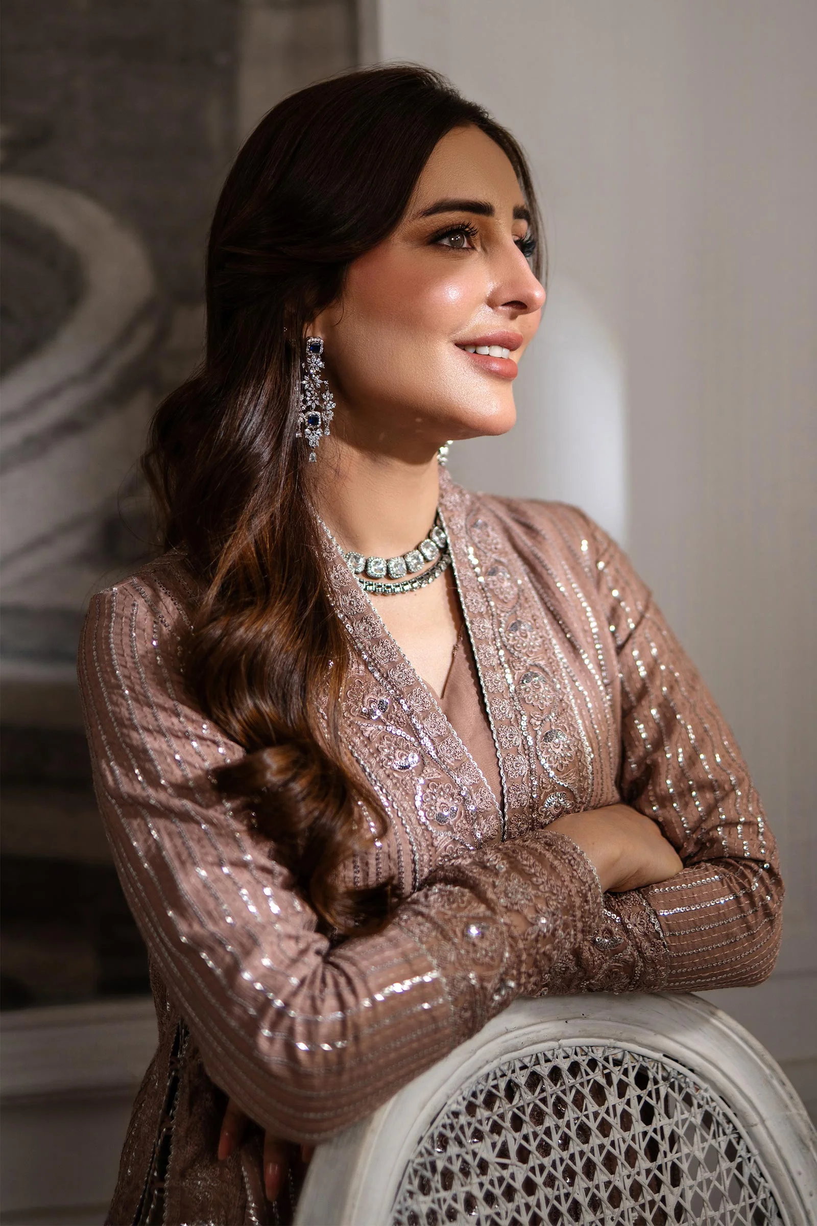 2 Piece Embroidered Raw Silk Suit - Image 5