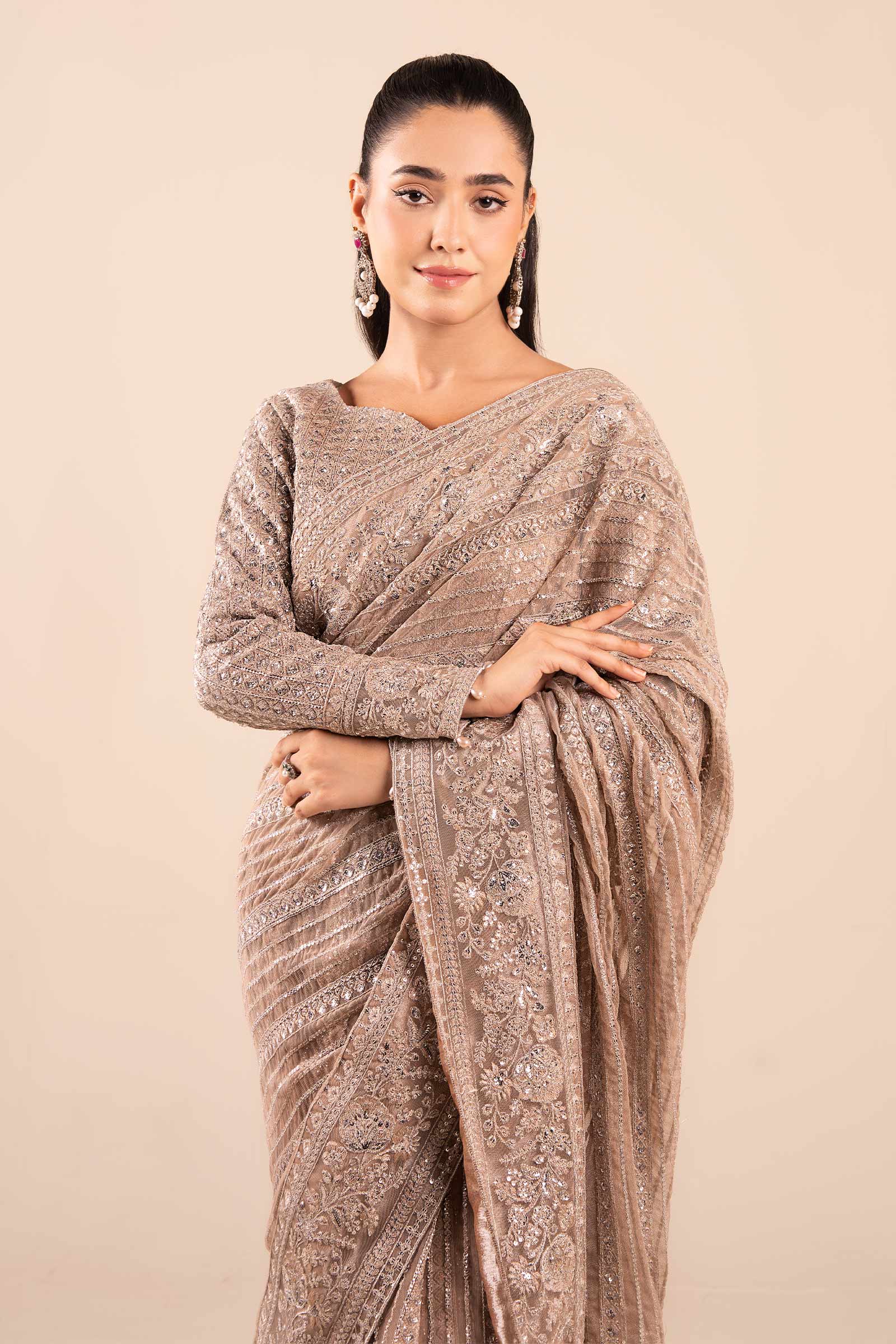 Embroidered Net Saree - Image 2