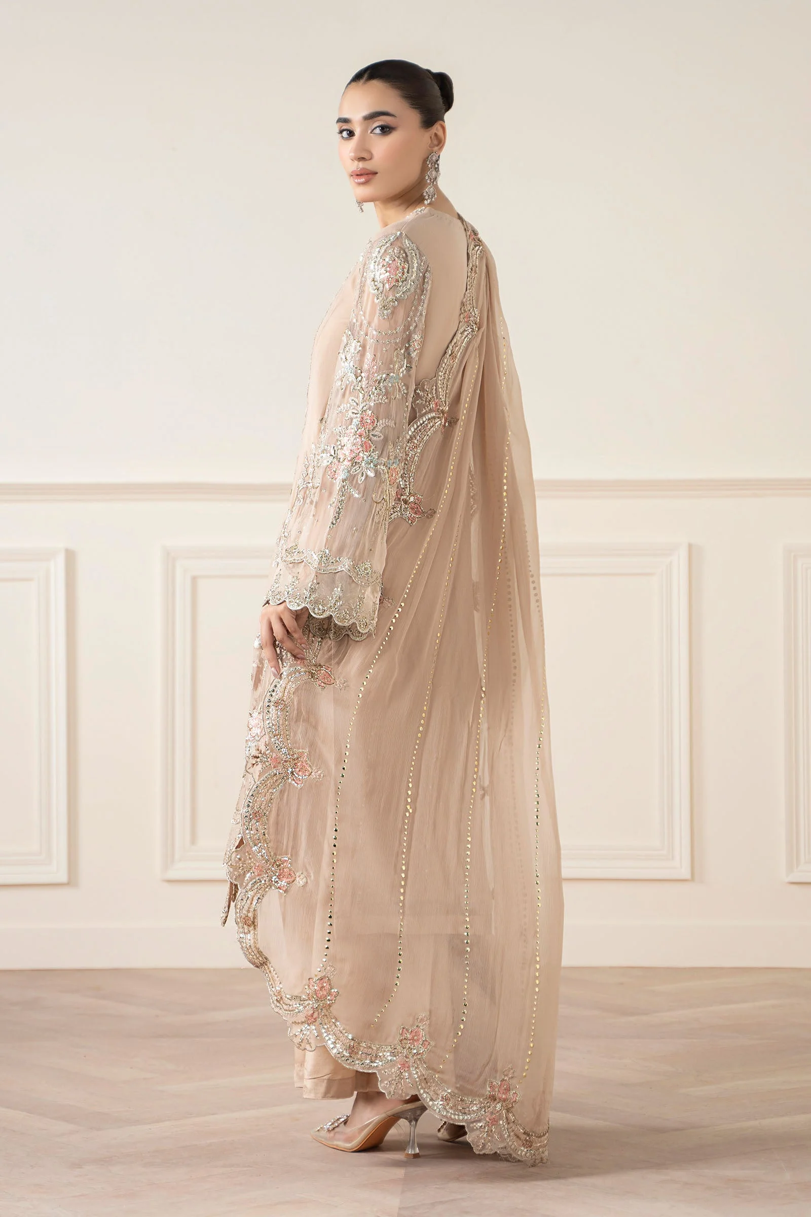 3 Piece Embroidered Chiffon Suit - Image 8
