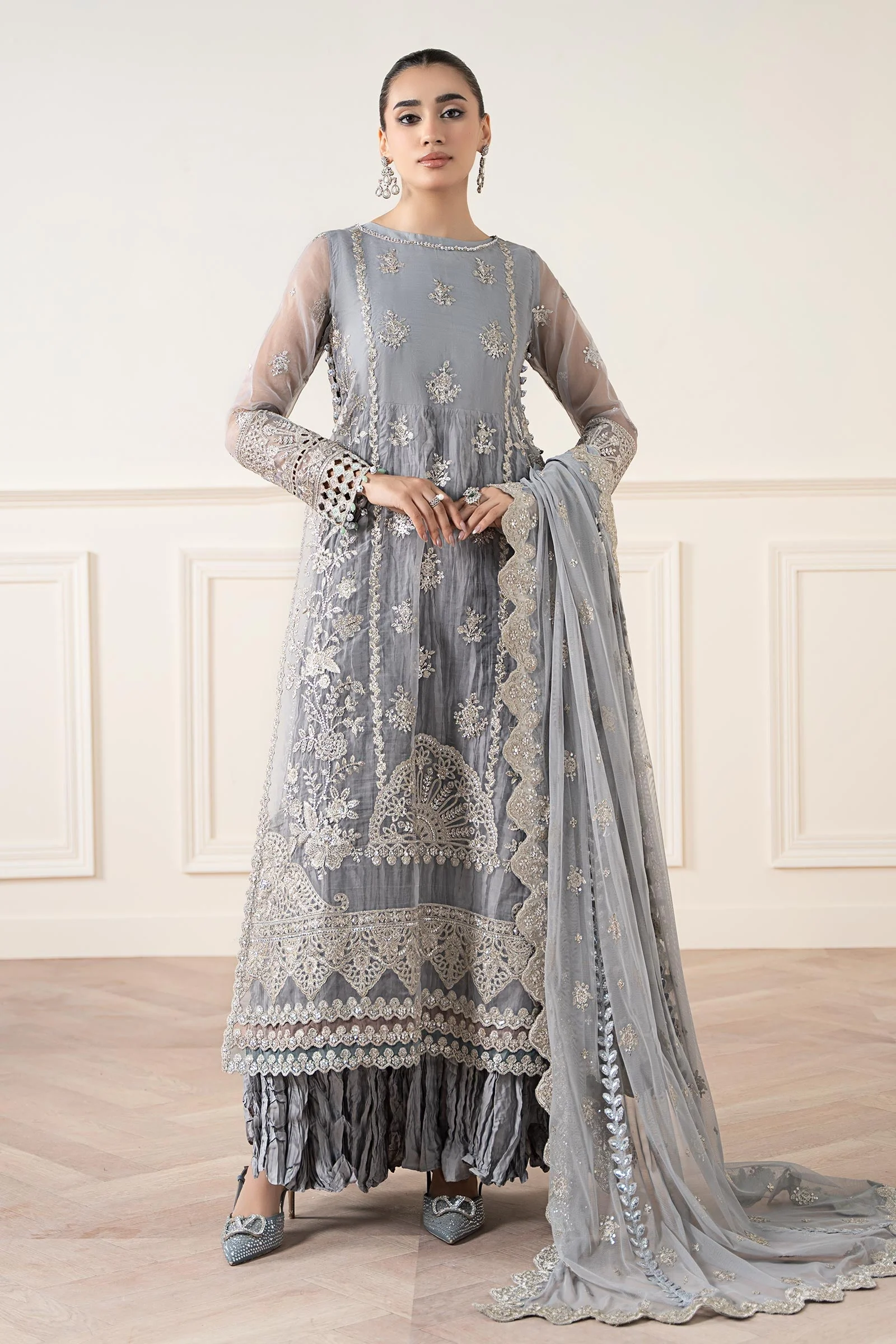 3 Piece Embroidered Organza Suit