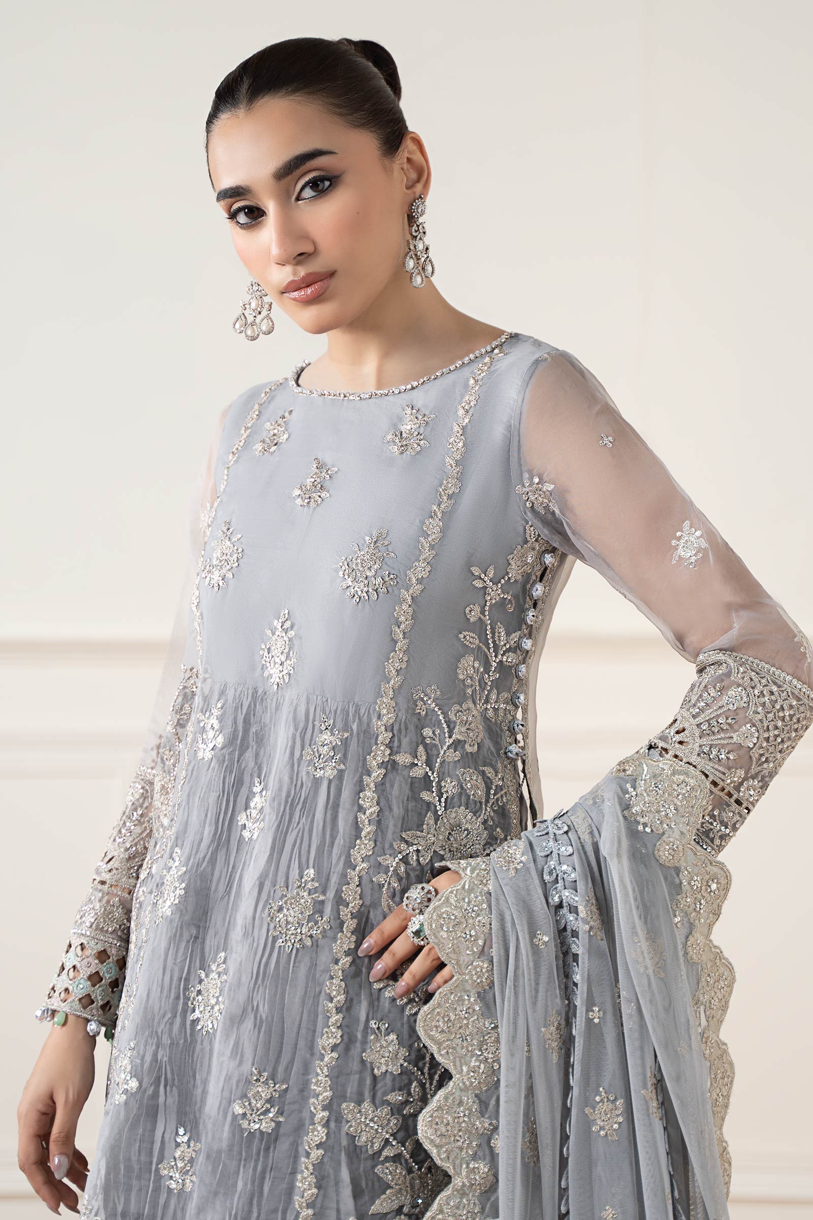 3 Piece Embroidered Organza Suit - Image 2