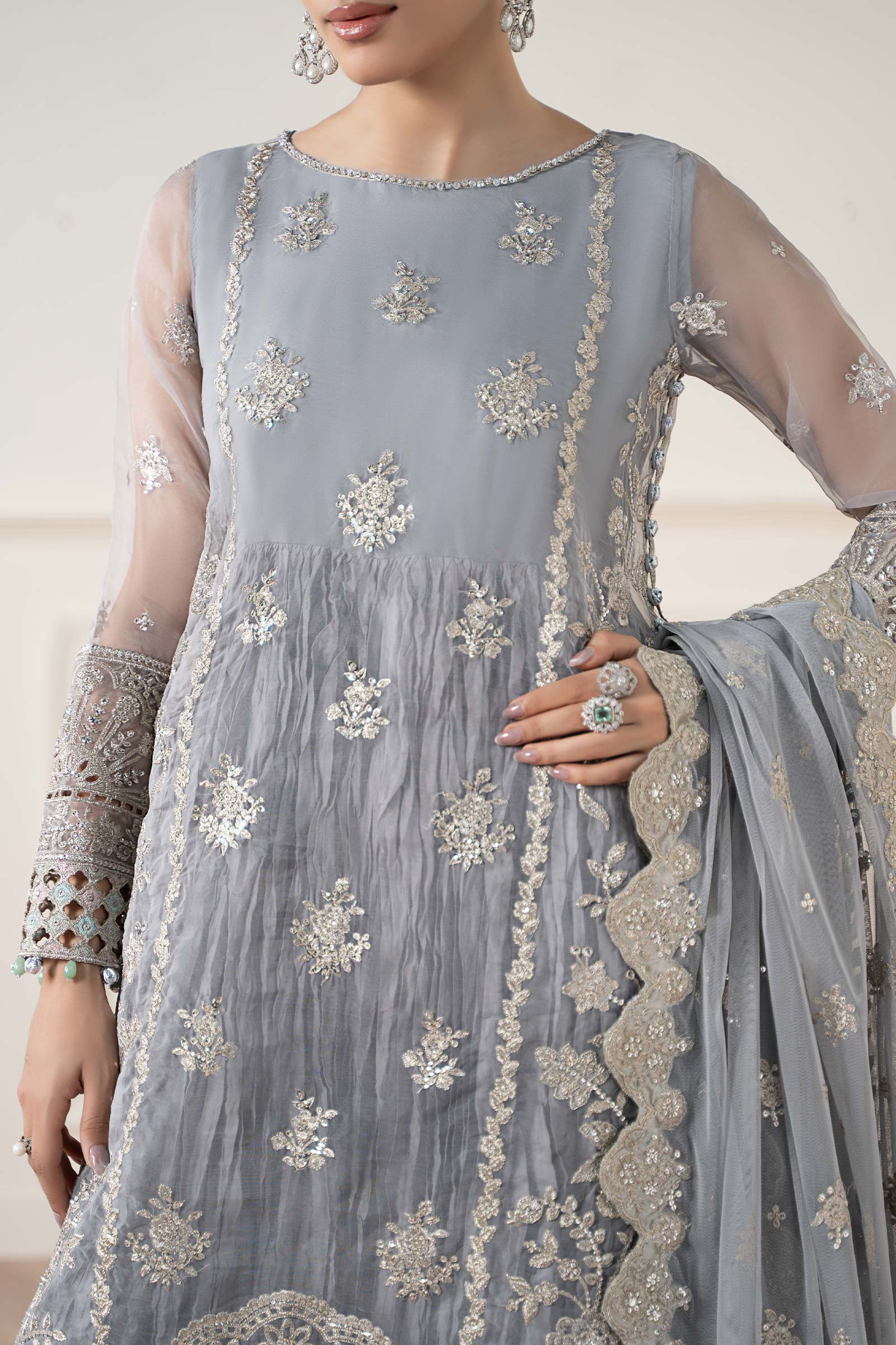 3 Piece Embroidered Organza Suit - Image 3