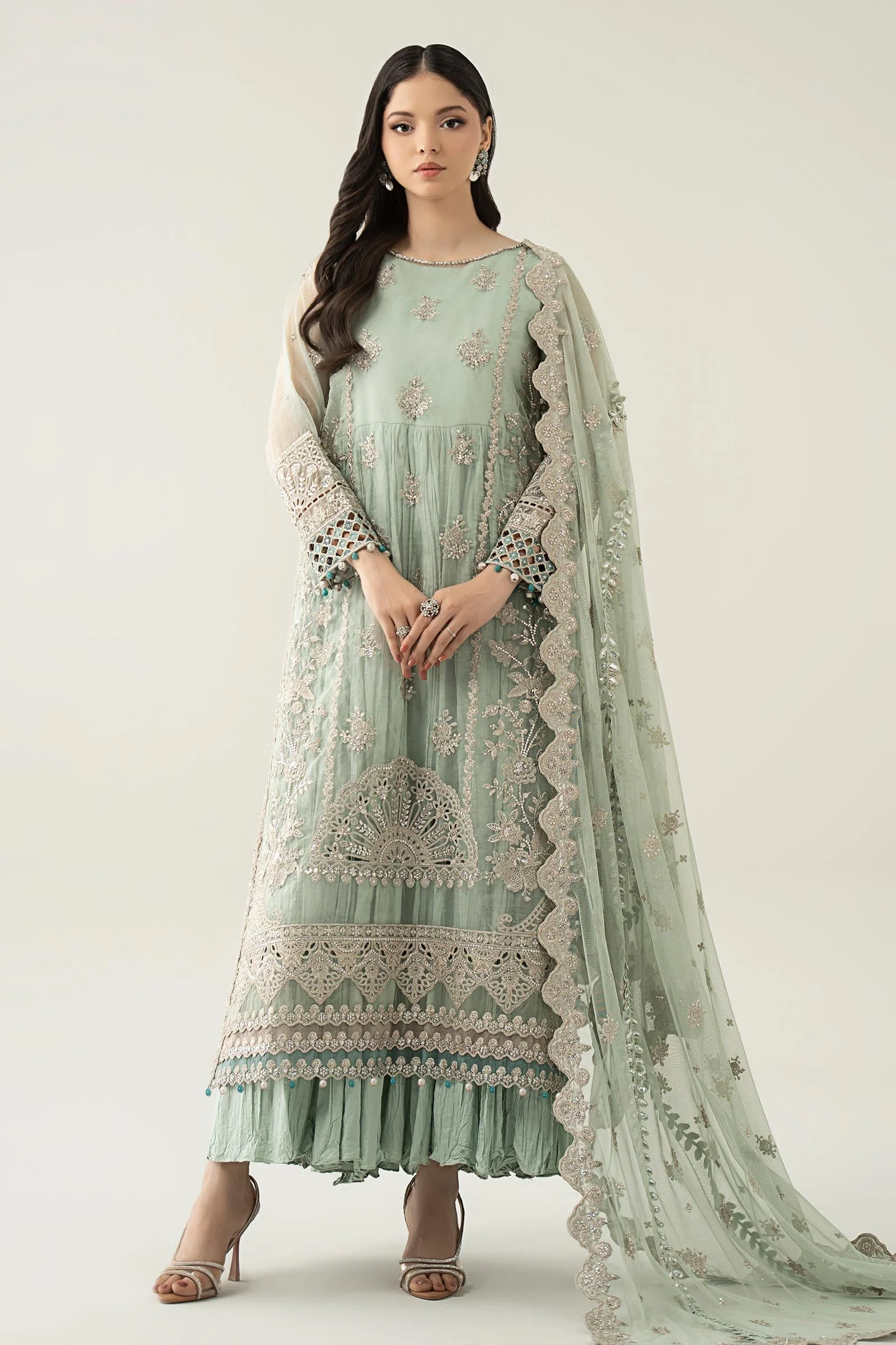 3 Piece Embroidered Organza Suit
