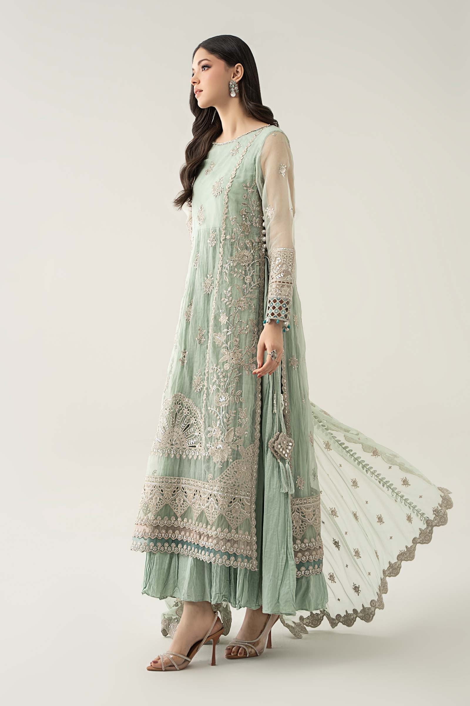3 Piece Embroidered Organza Suit - Image 3