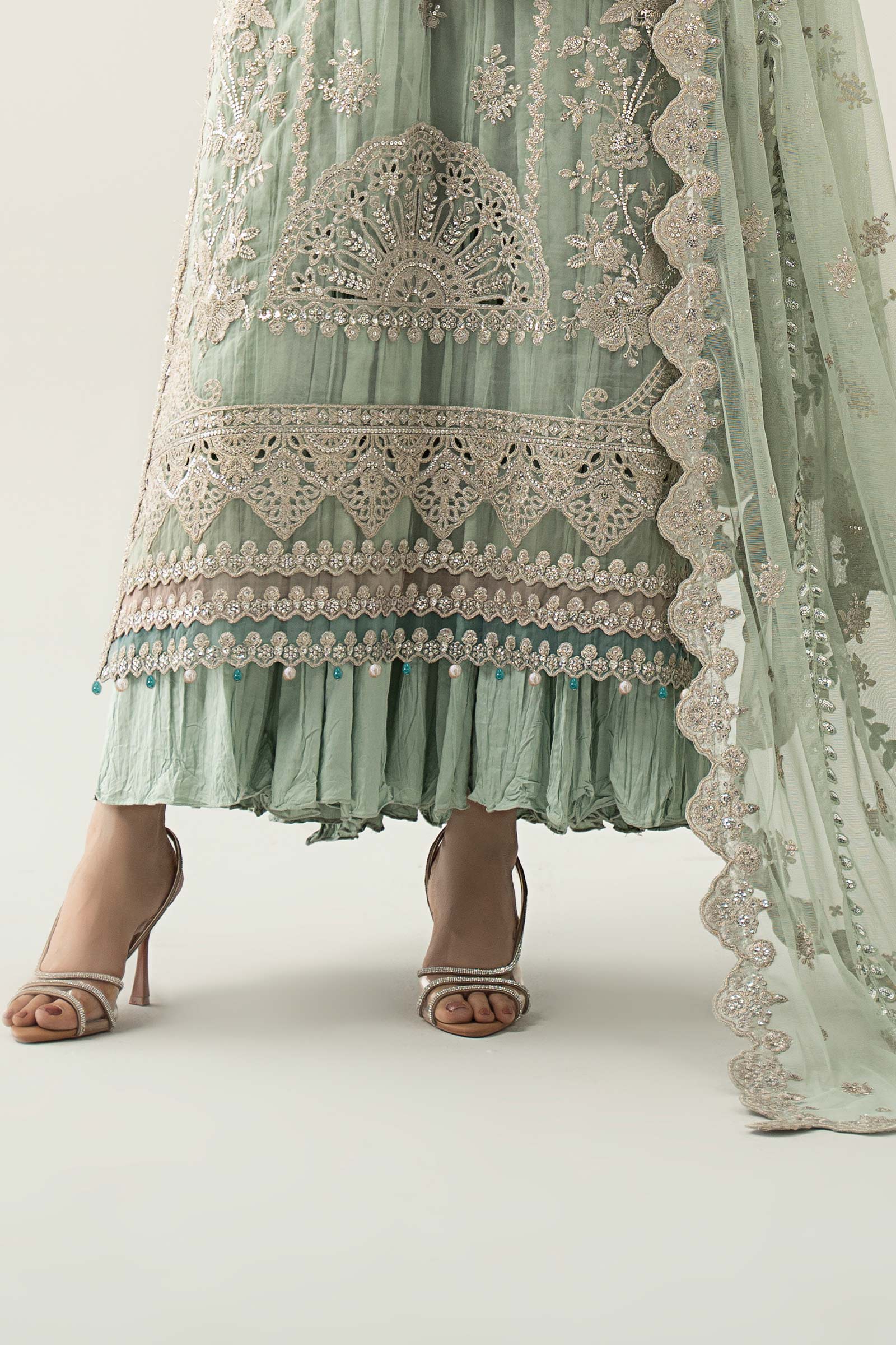 3 Piece Embroidered Organza Suit - Image 4