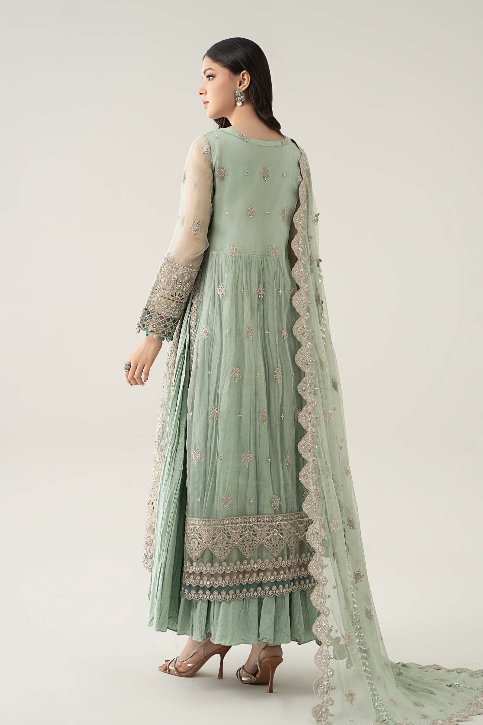 3 Piece Embroidered Organza Suit - Image 6