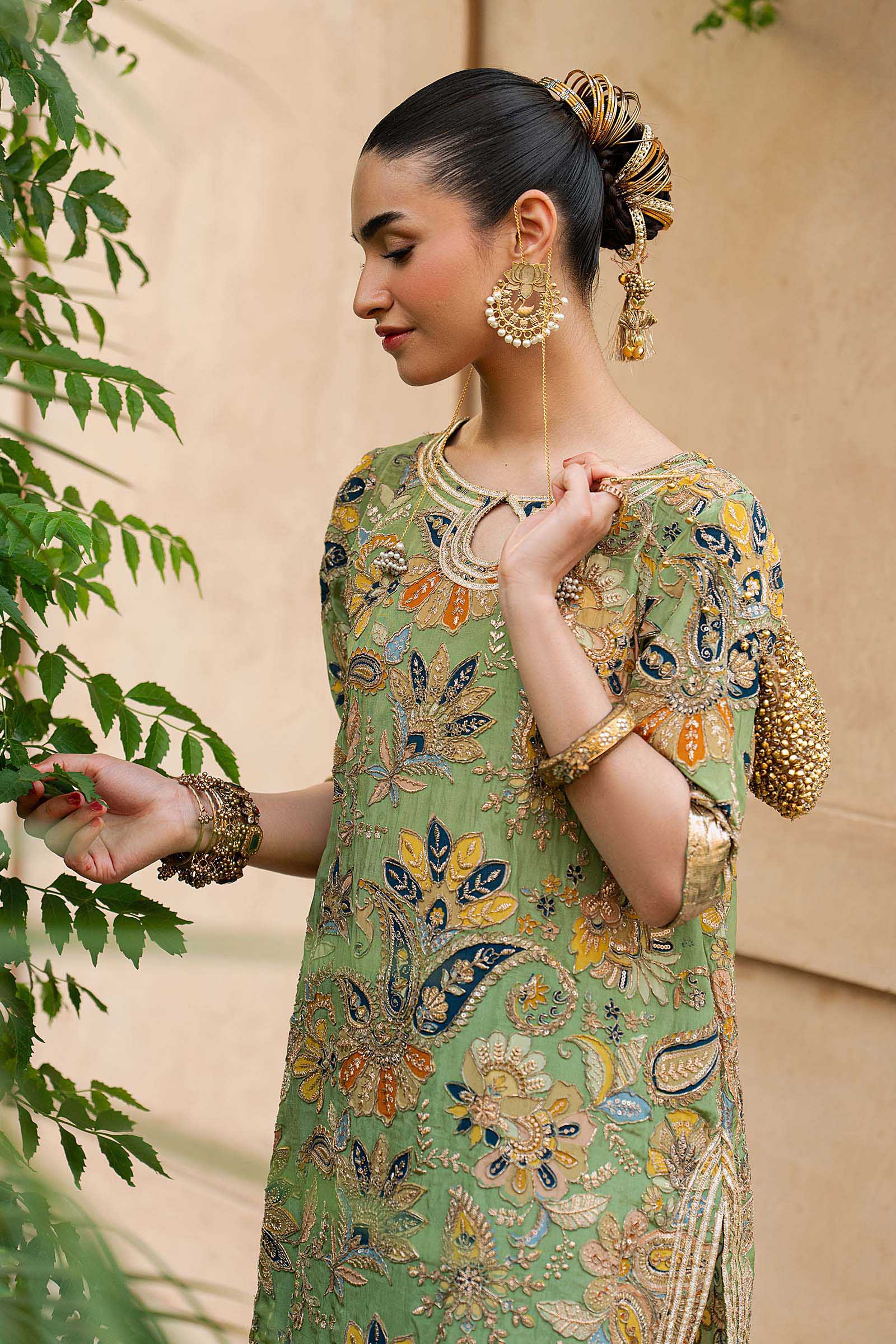 3 Piece Embroidered Raw Silk Suit - Image 4